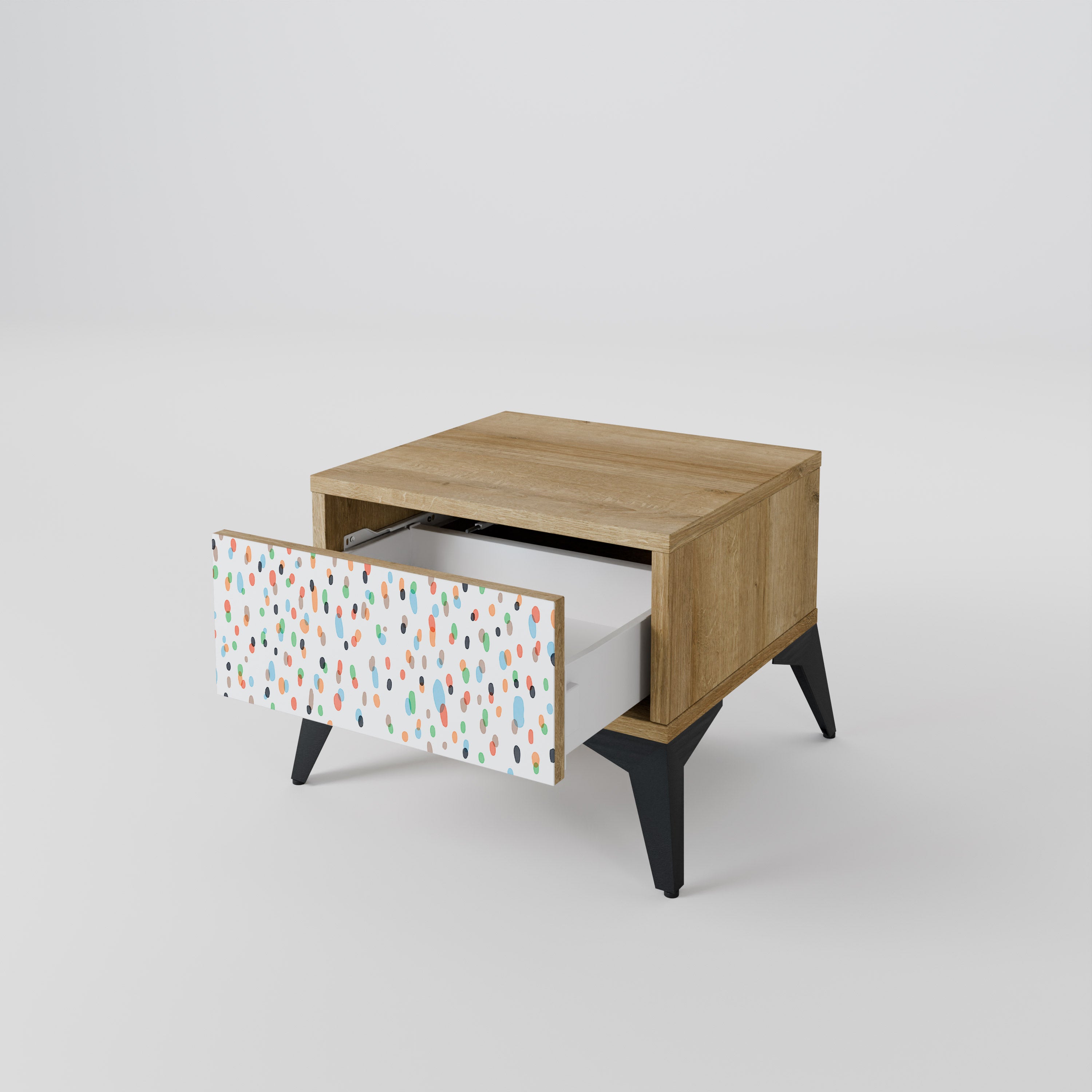 ENERGETIC SPOTS Nightstand in Oak Effect