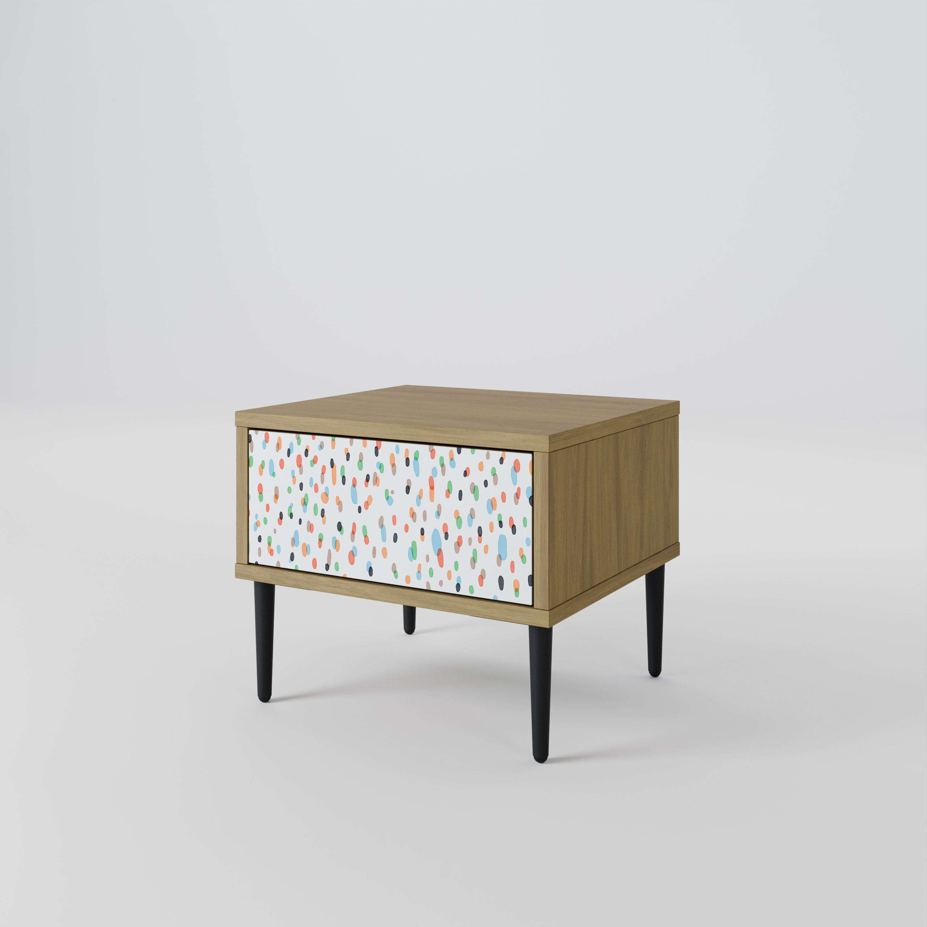 ENERGETIC SPOTS Nightstand in Oak Effect