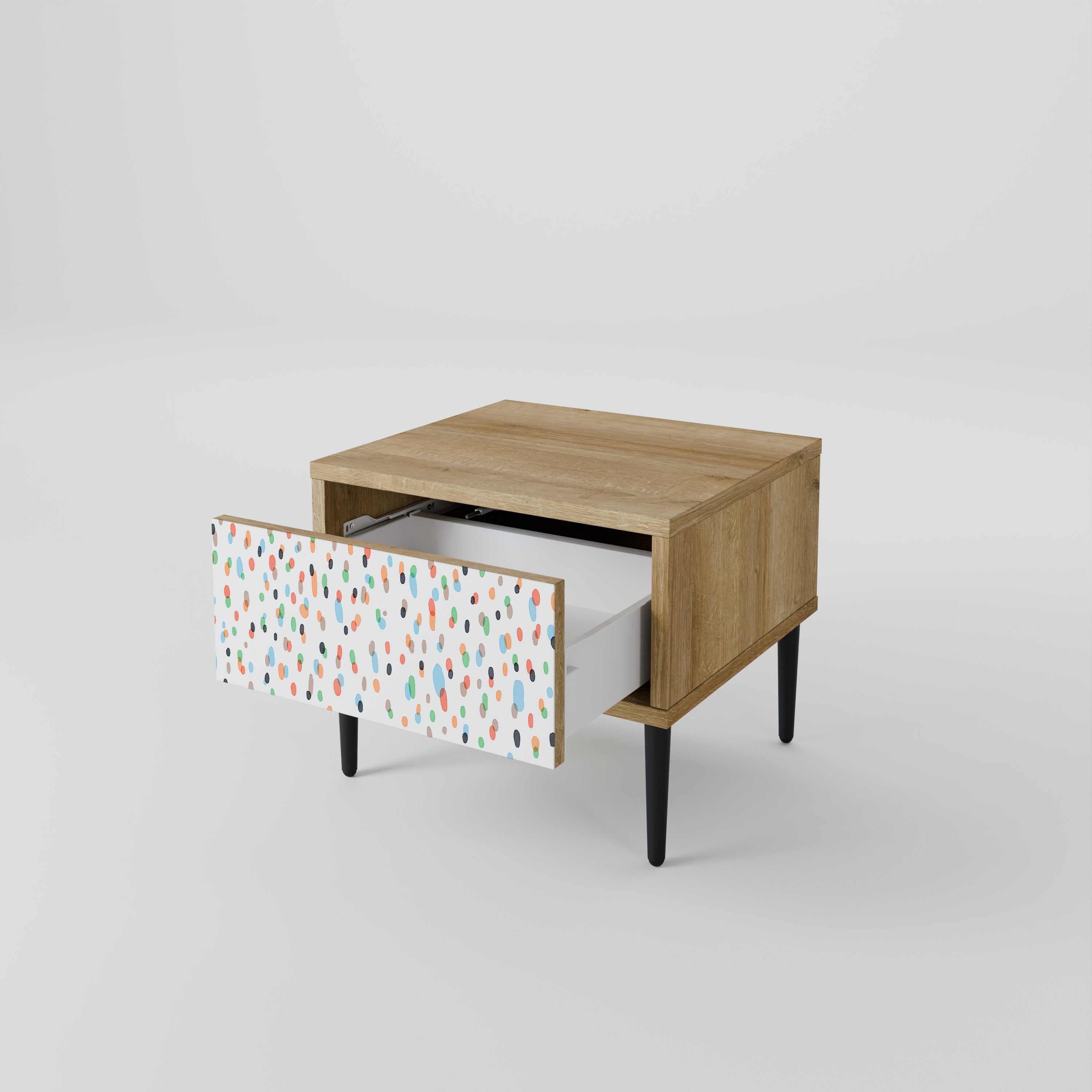 ENERGETIC SPOTS Nightstand in Oak Effect