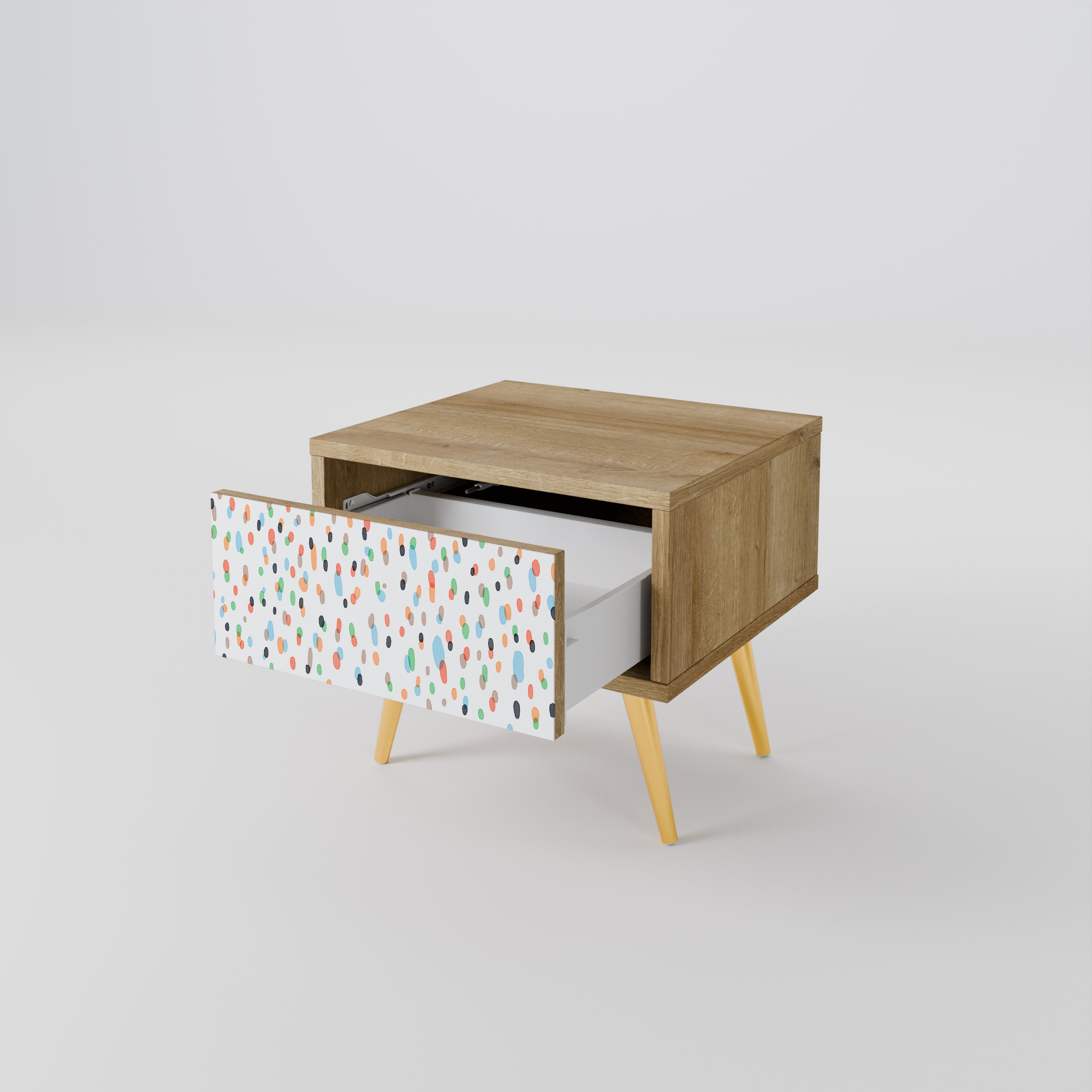 ENERGETIC SPOTS Nightstand in Oak Effect