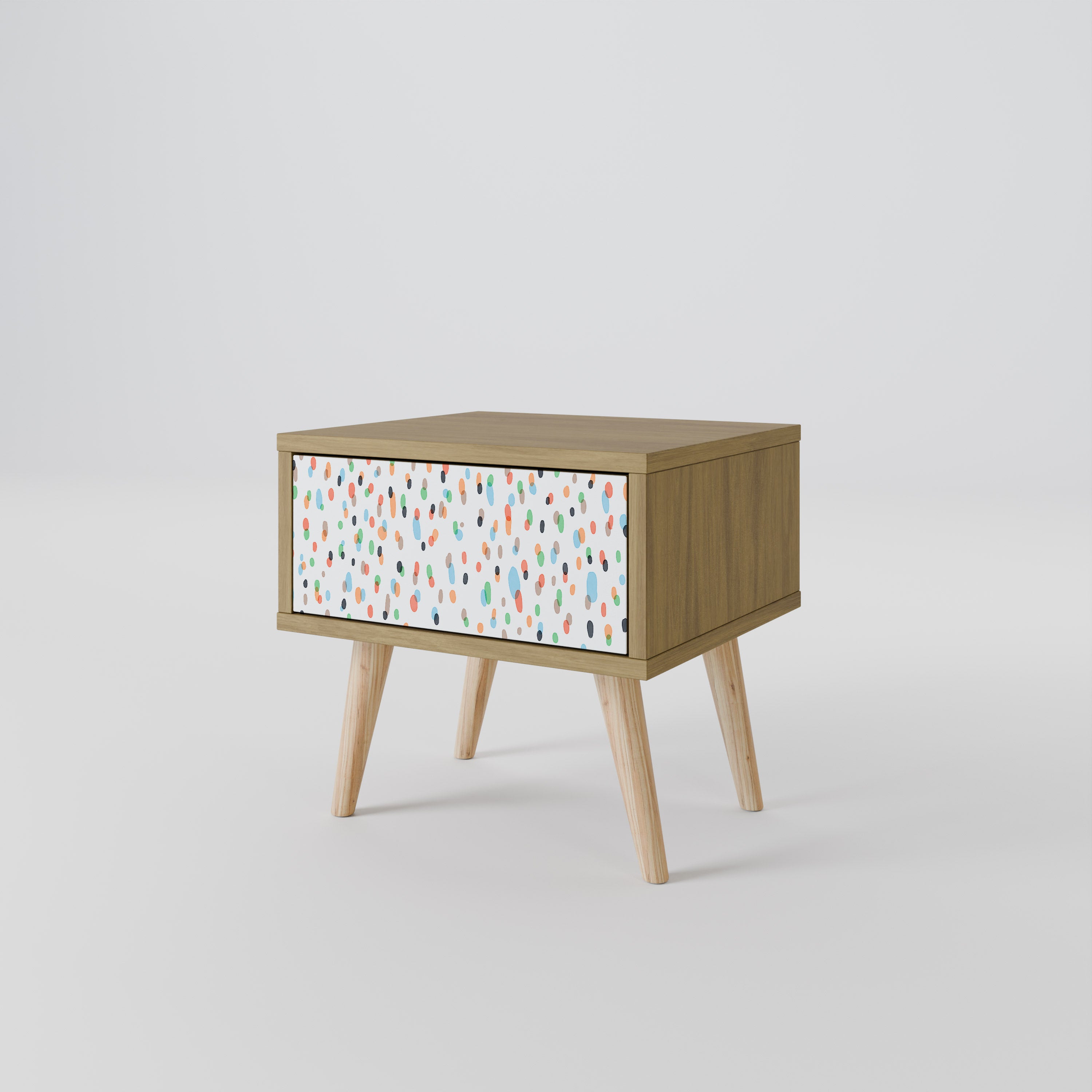 ENERGETIC SPOTS Nightstand in Oak Effect