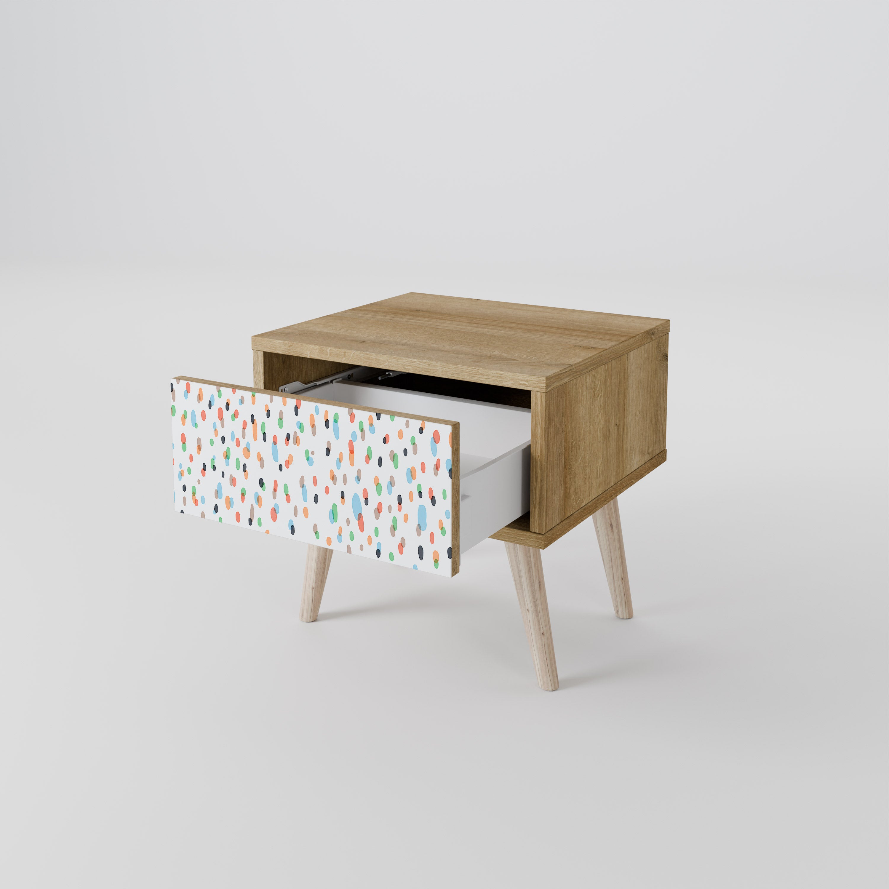 ENERGETIC SPOTS Nightstand in Oak Effect