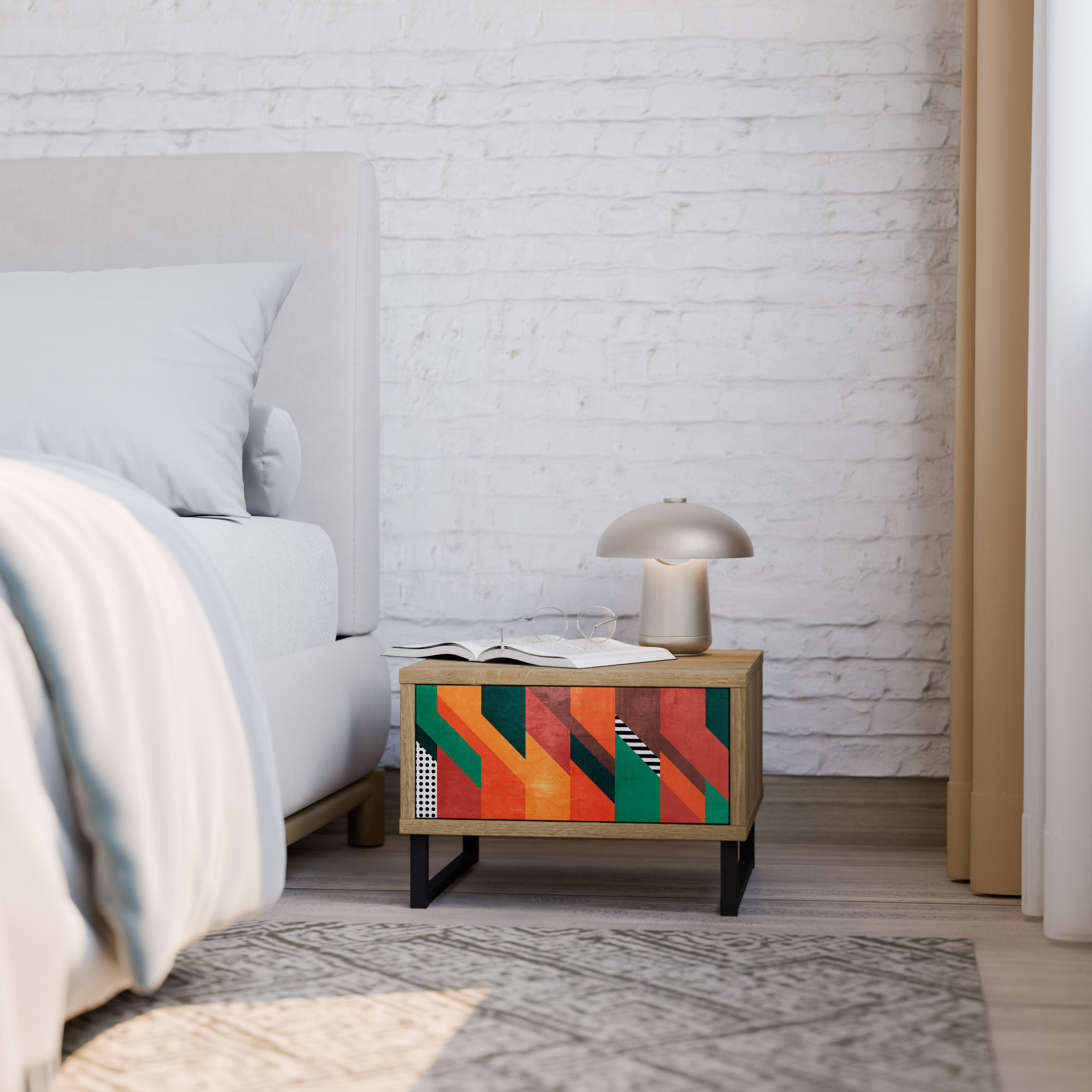 MAKESHIFT ARTISTRY Nightstand in Oak Effect