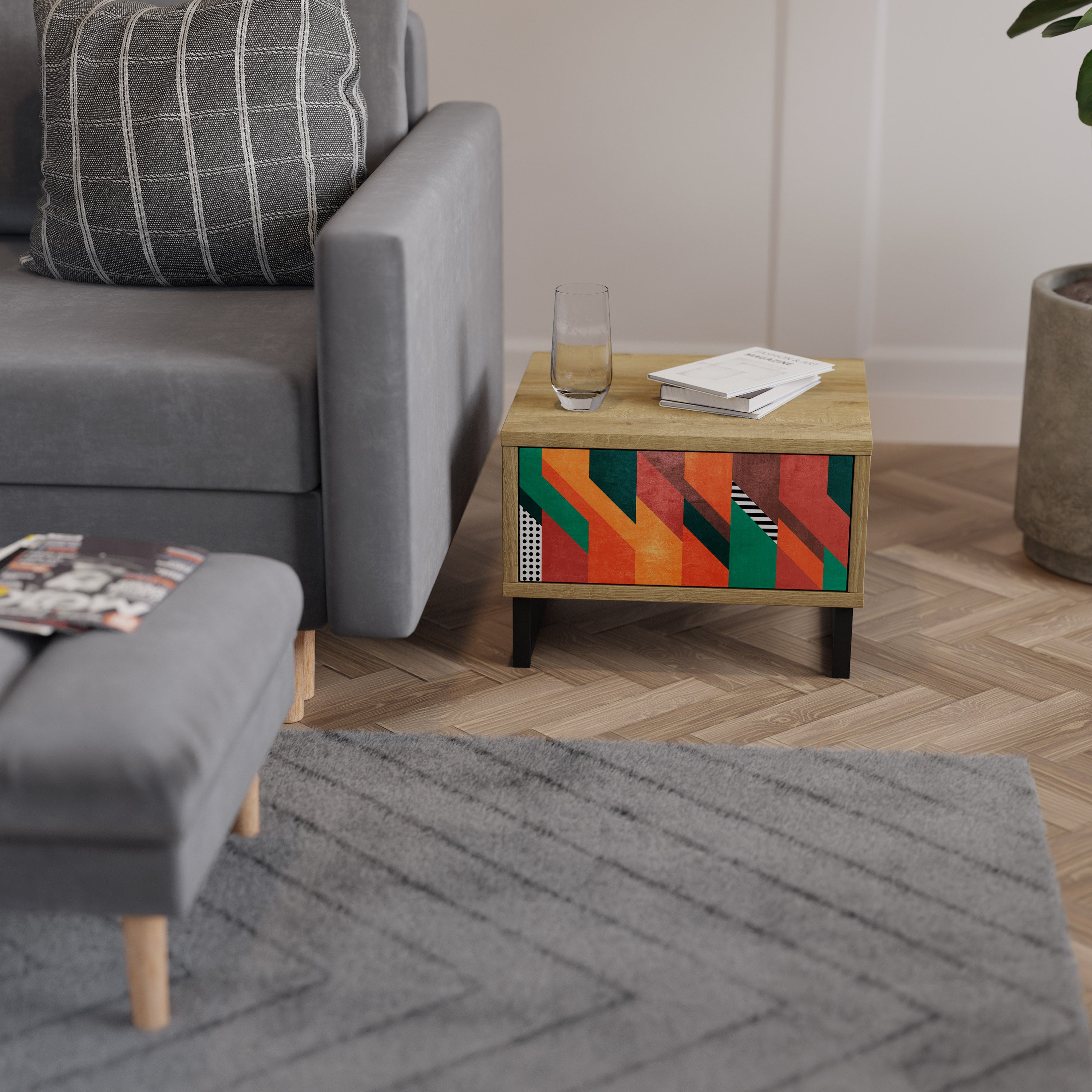 MAKESHIFT ARTISTRY Nightstand in Oak Effect