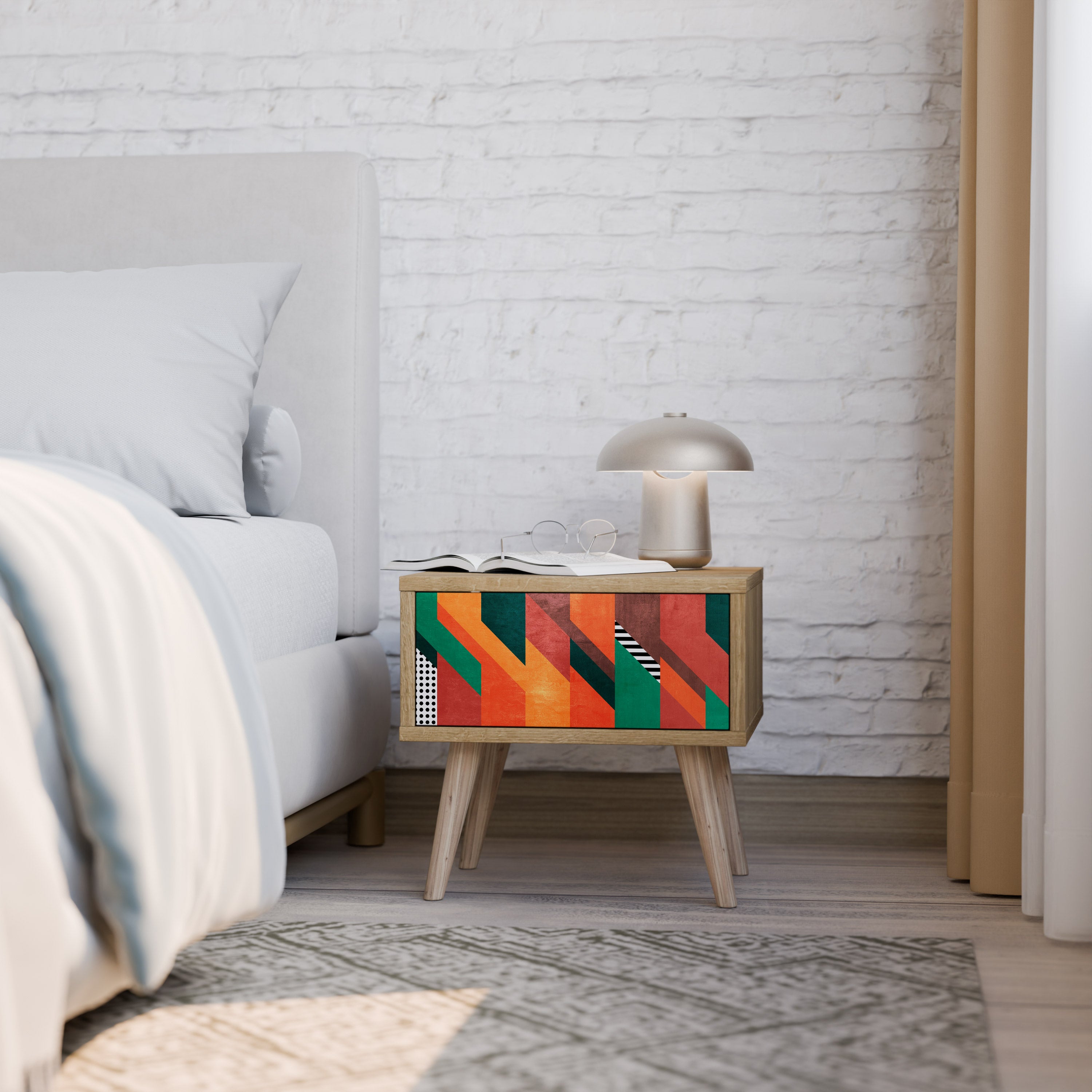 MAKESHIFT ARTISTRY Nightstand in Oak Effect