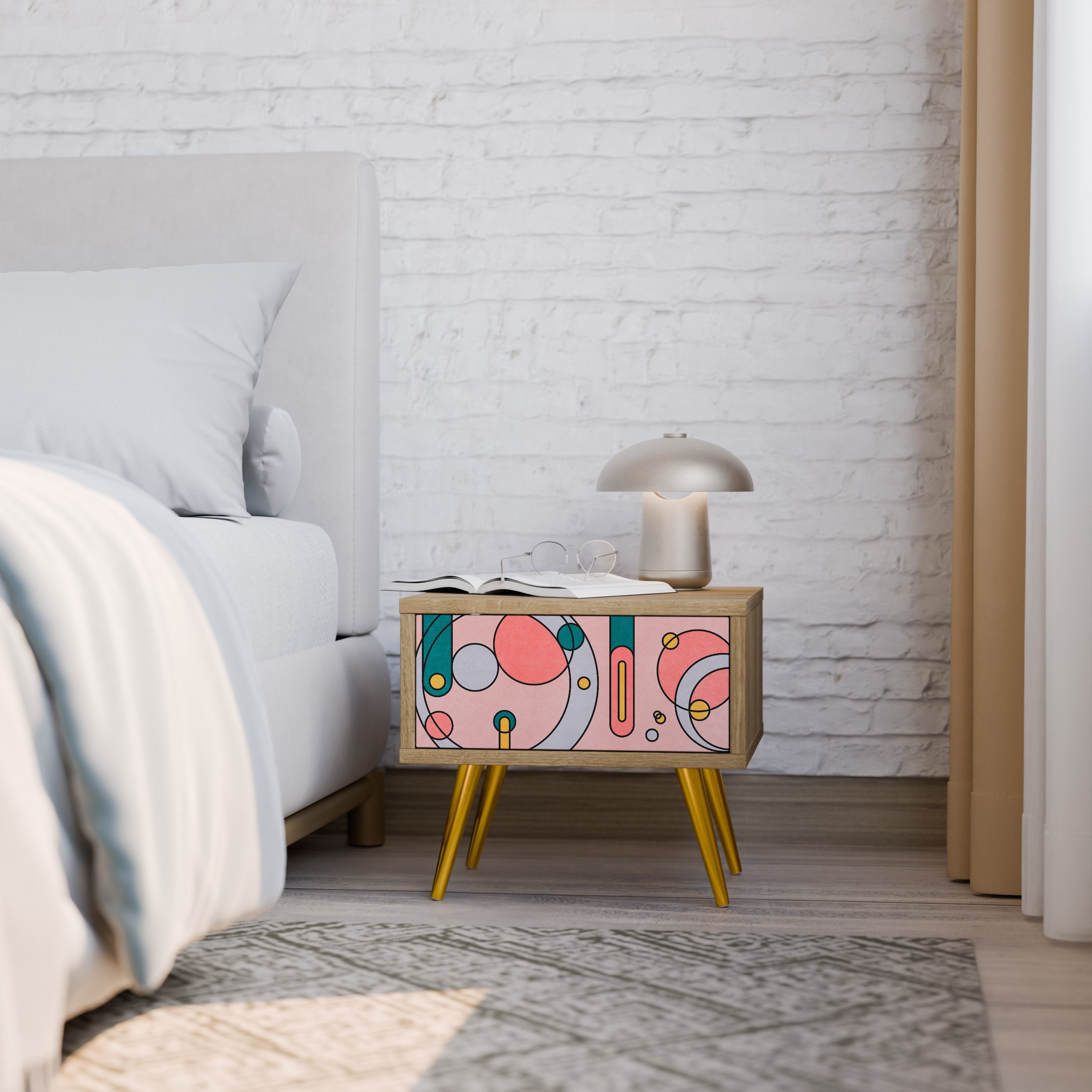 GOSSAMER ECHOES Nightstand in Oak Effect