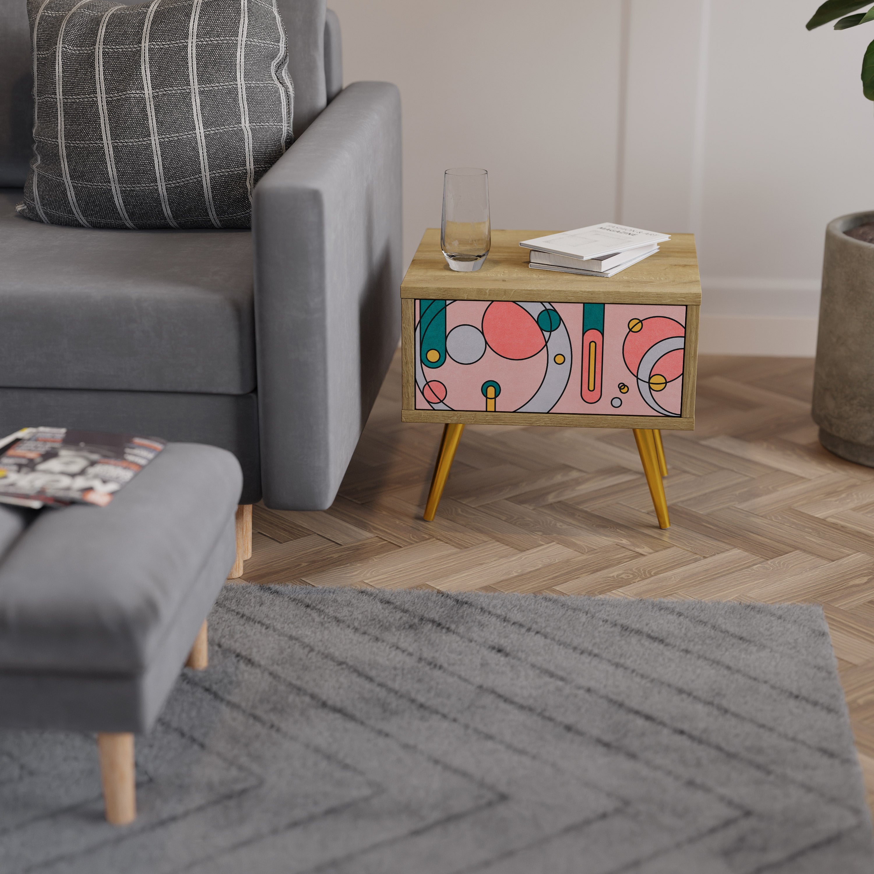 GOSSAMER ECHOES Nightstand in Oak Effect