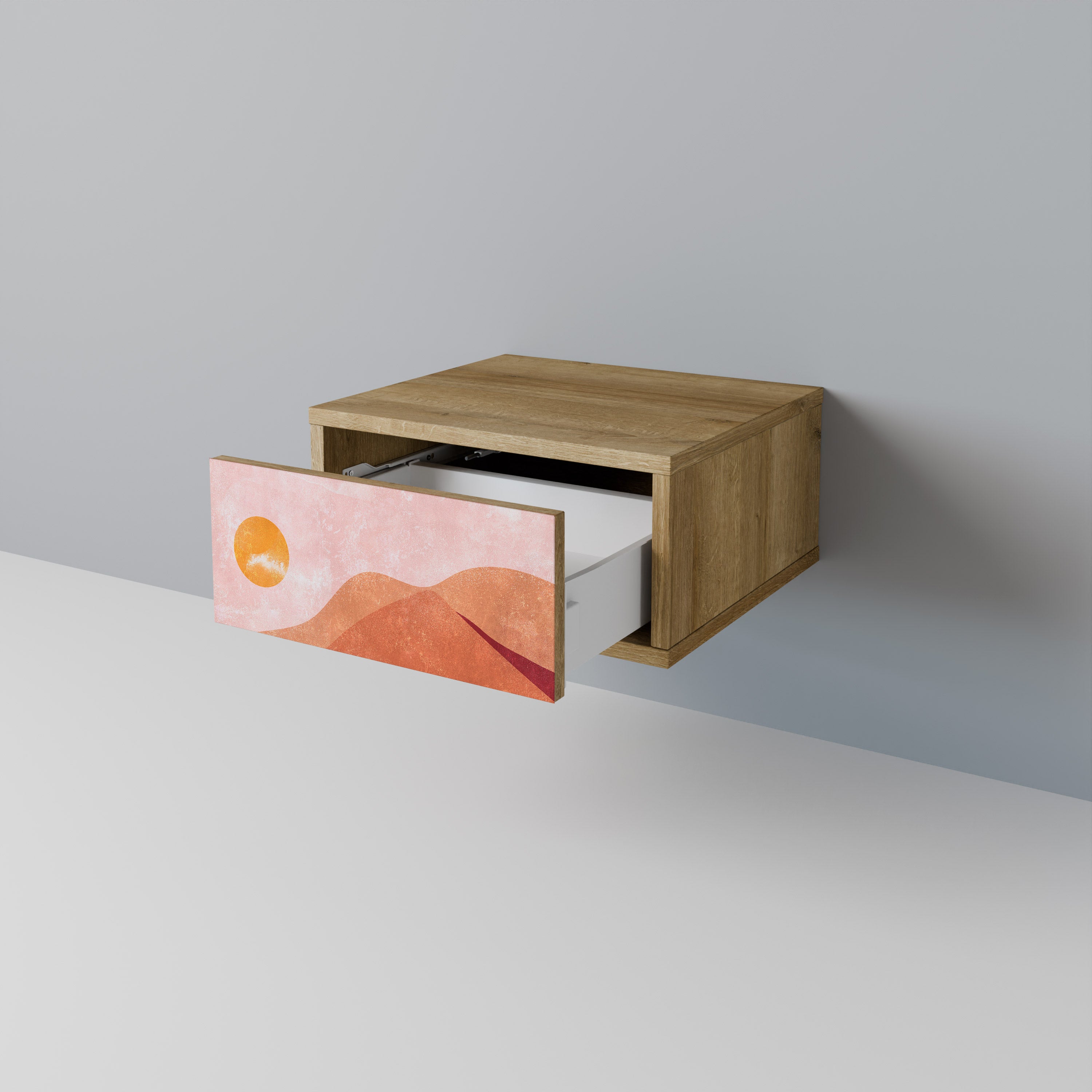 LUMINOUS SUNLIGHT Nightstand in Oak Effect