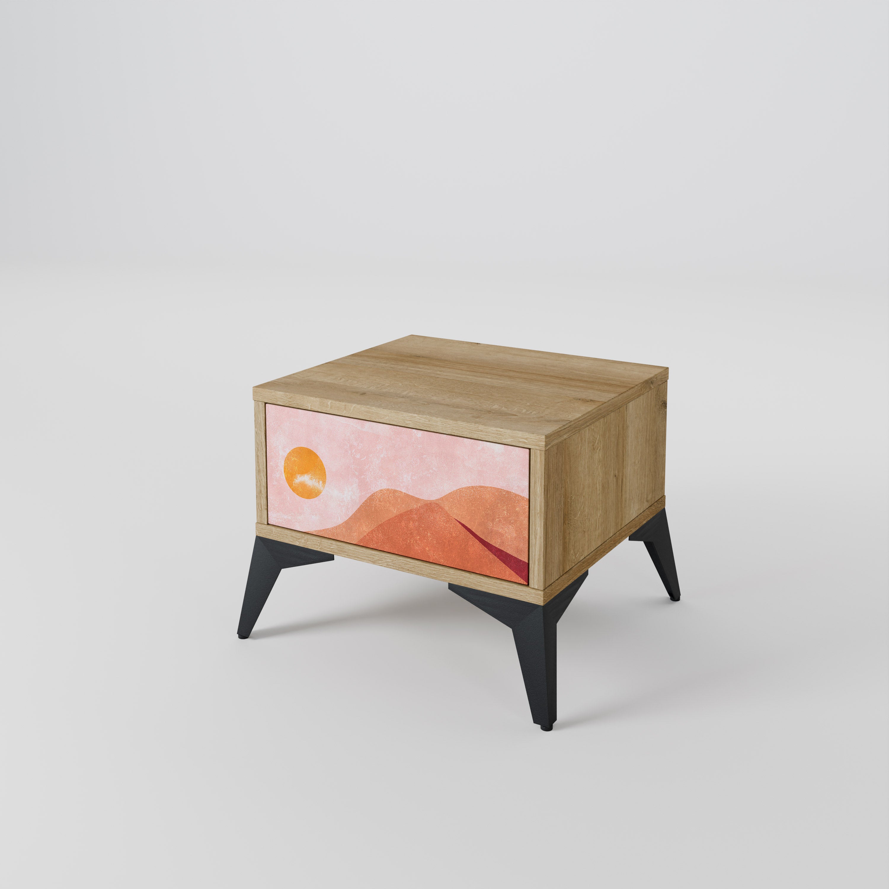 LUMINOUS SUNLIGHT Nightstand in Oak Effect