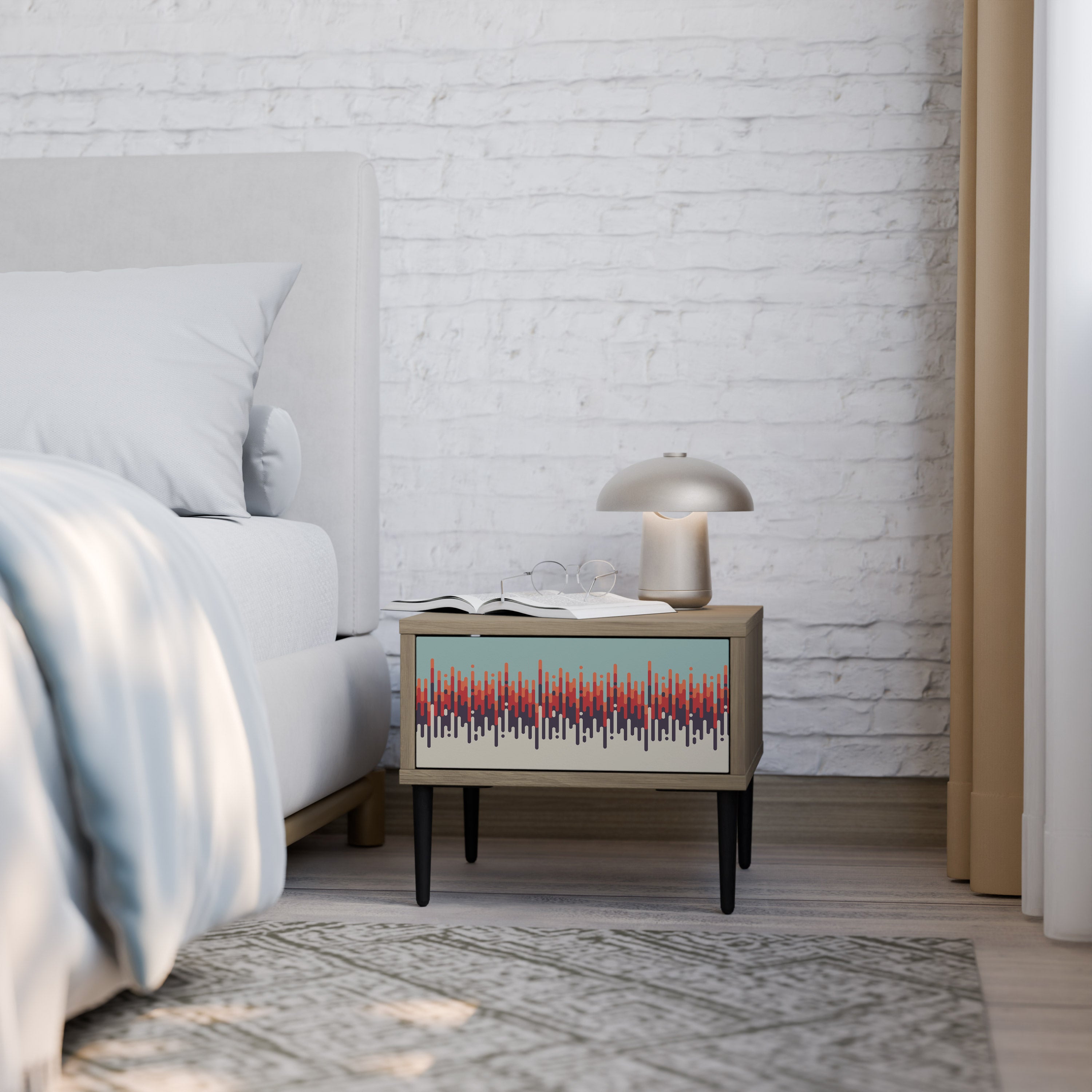 CHROMA CONTOURS Nightstand in Oak Effect