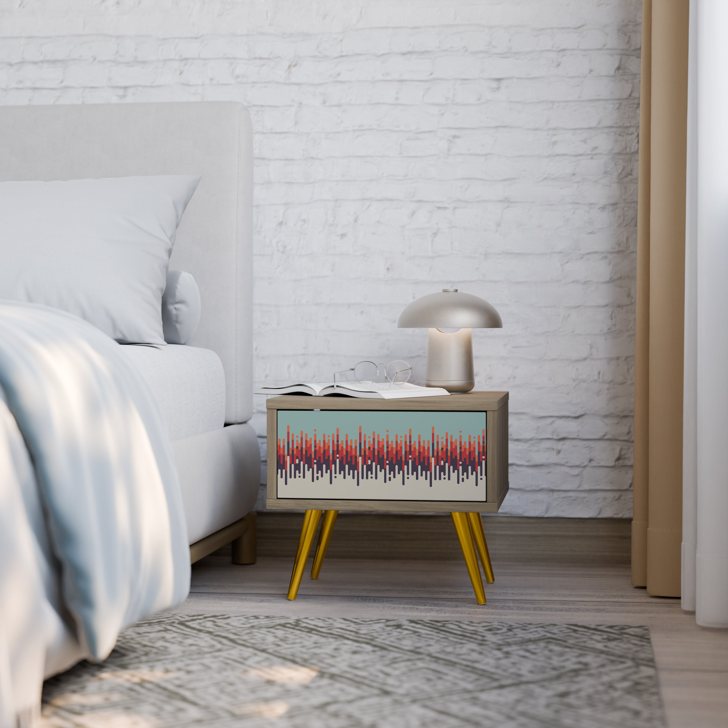 CHROMA CONTOURS Nightstand in Oak Effect