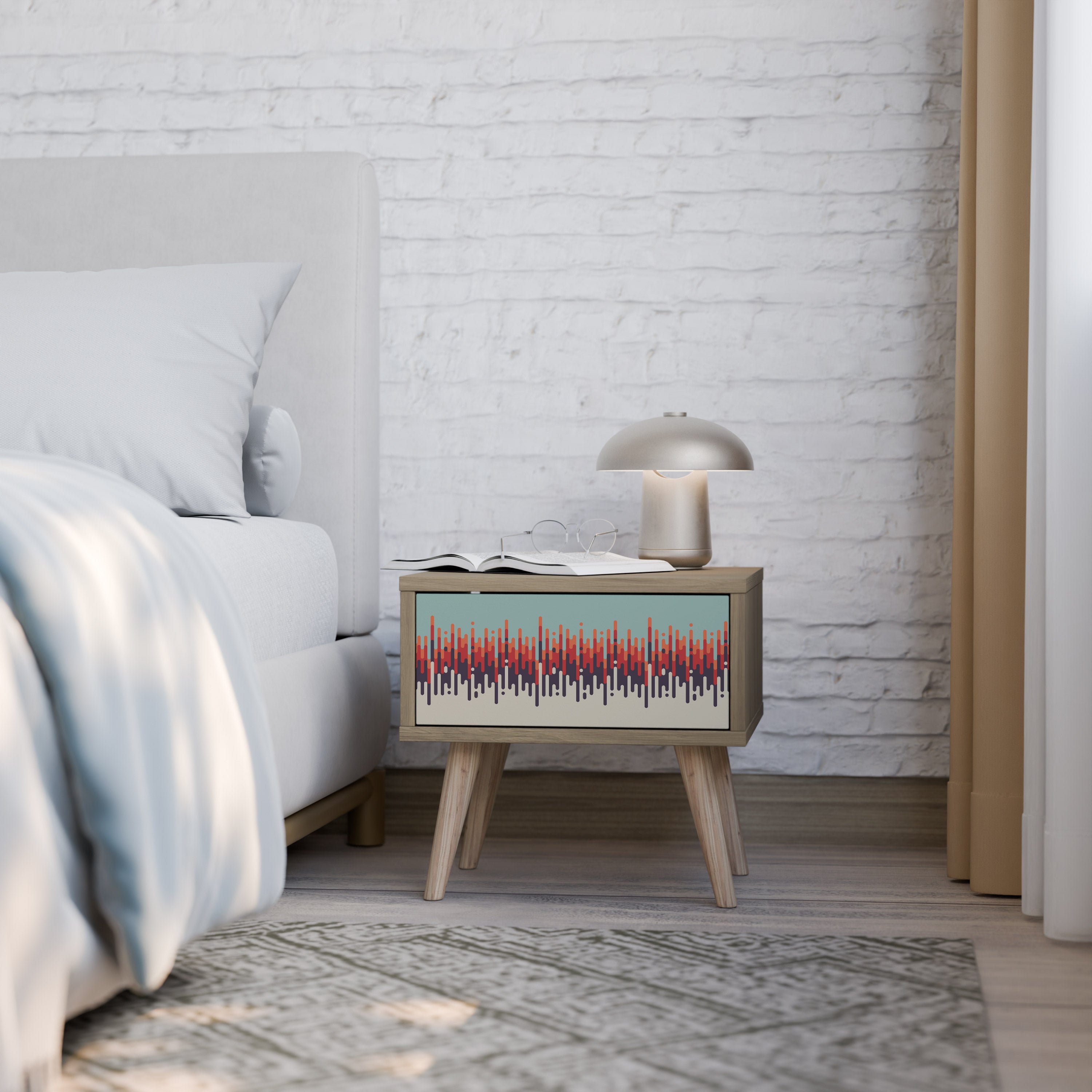 CHROMA CONTOURS Nightstand in Oak Effect