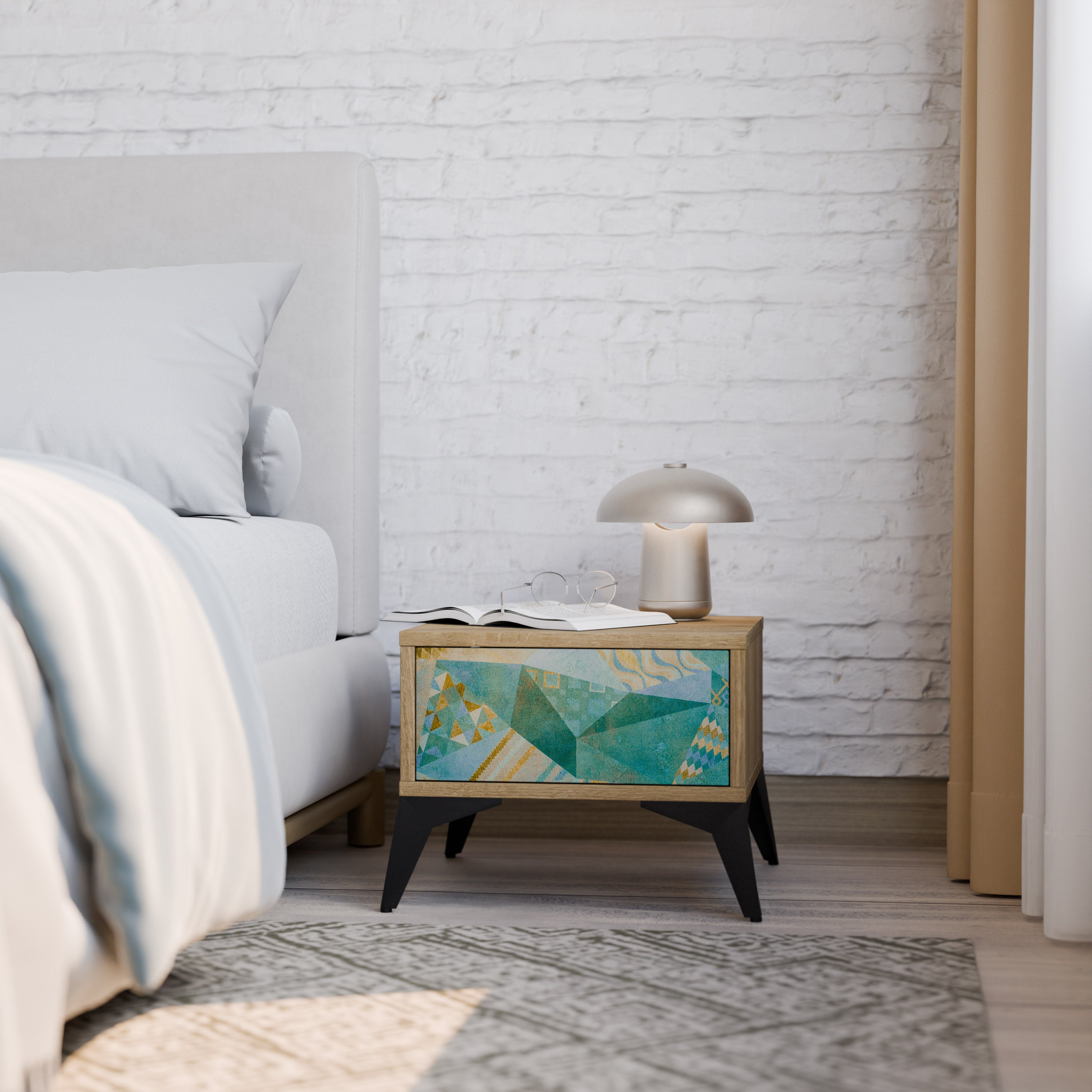 SPECTRUM SPLENDOR Nightstand in Oak Effect