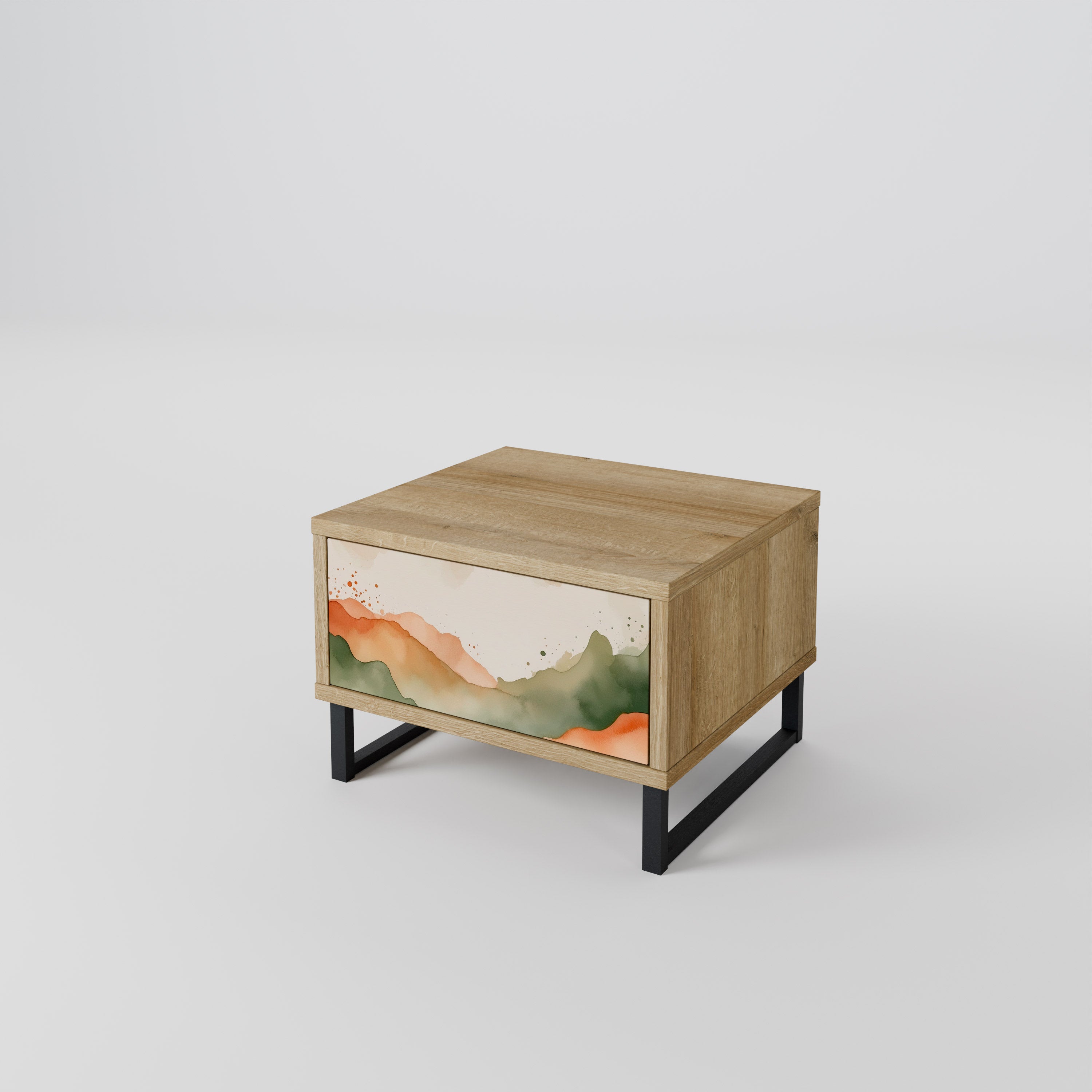 WATERCOLOUR PEAKS Nightstand in Oak Effect