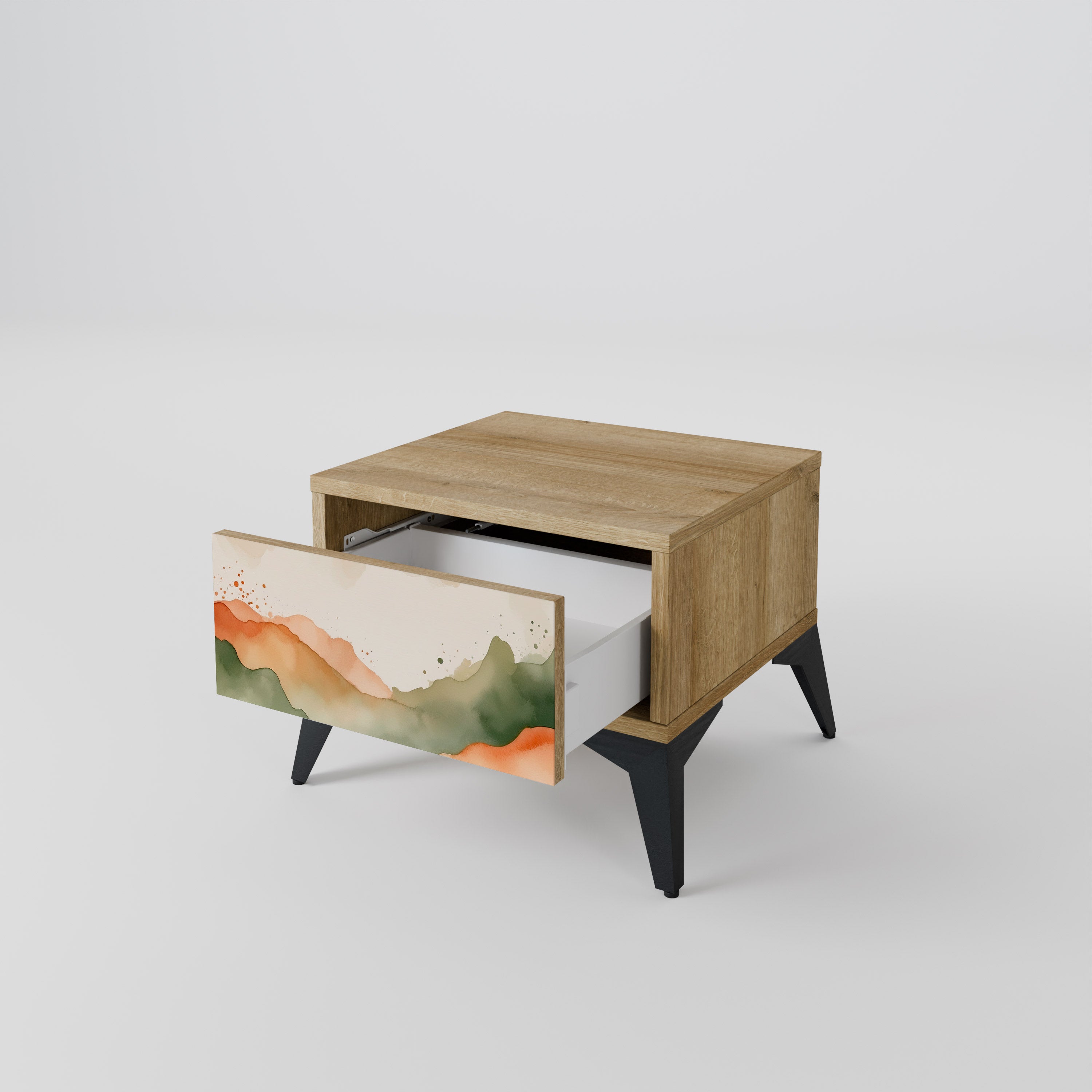WATERCOLOUR PEAKS Nightstand in Oak Effect
