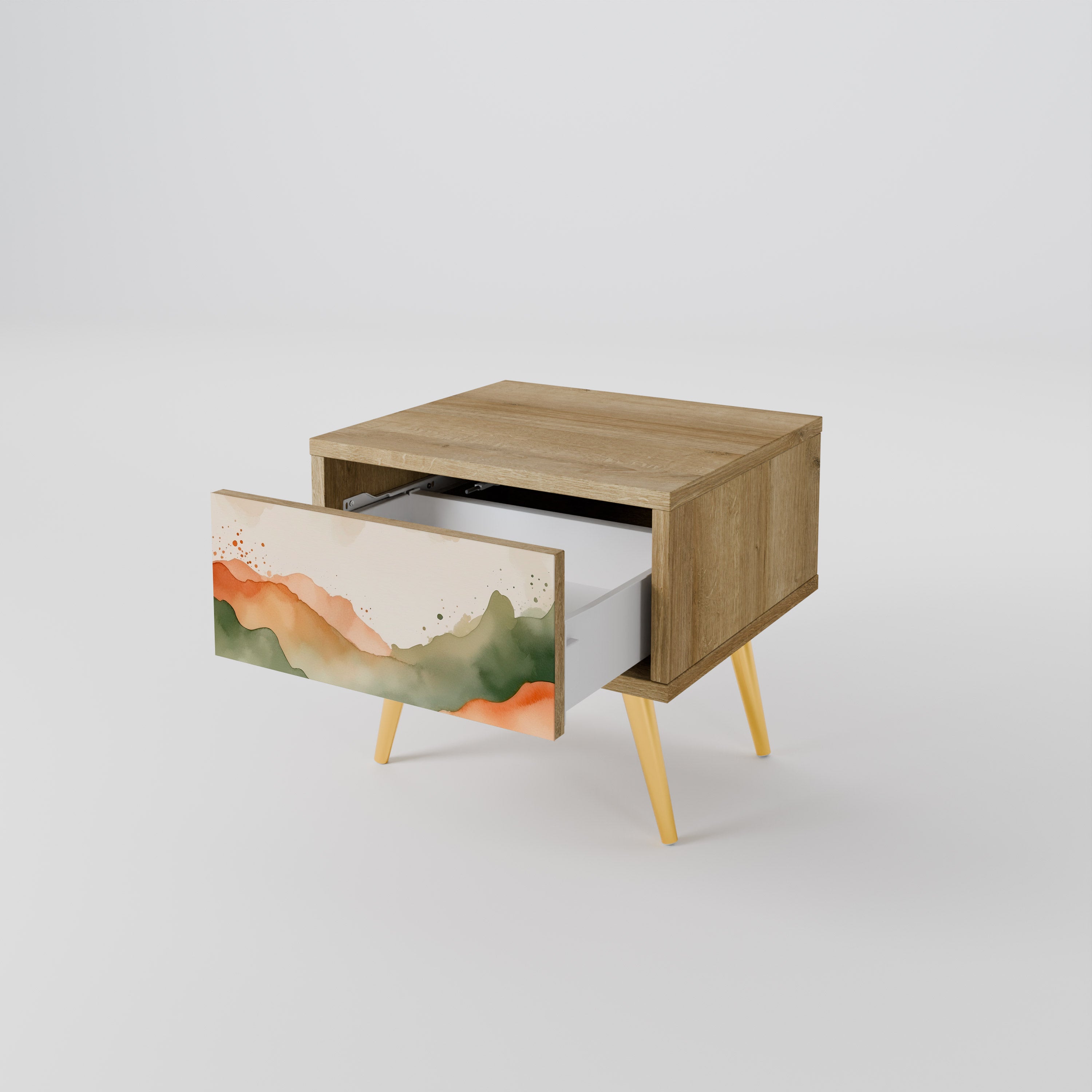 WATERCOLOUR PEAKS Nightstand in Oak Effect