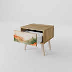 WATERCOLOUR PEAKS Mesita de Noche en Efecto Roble