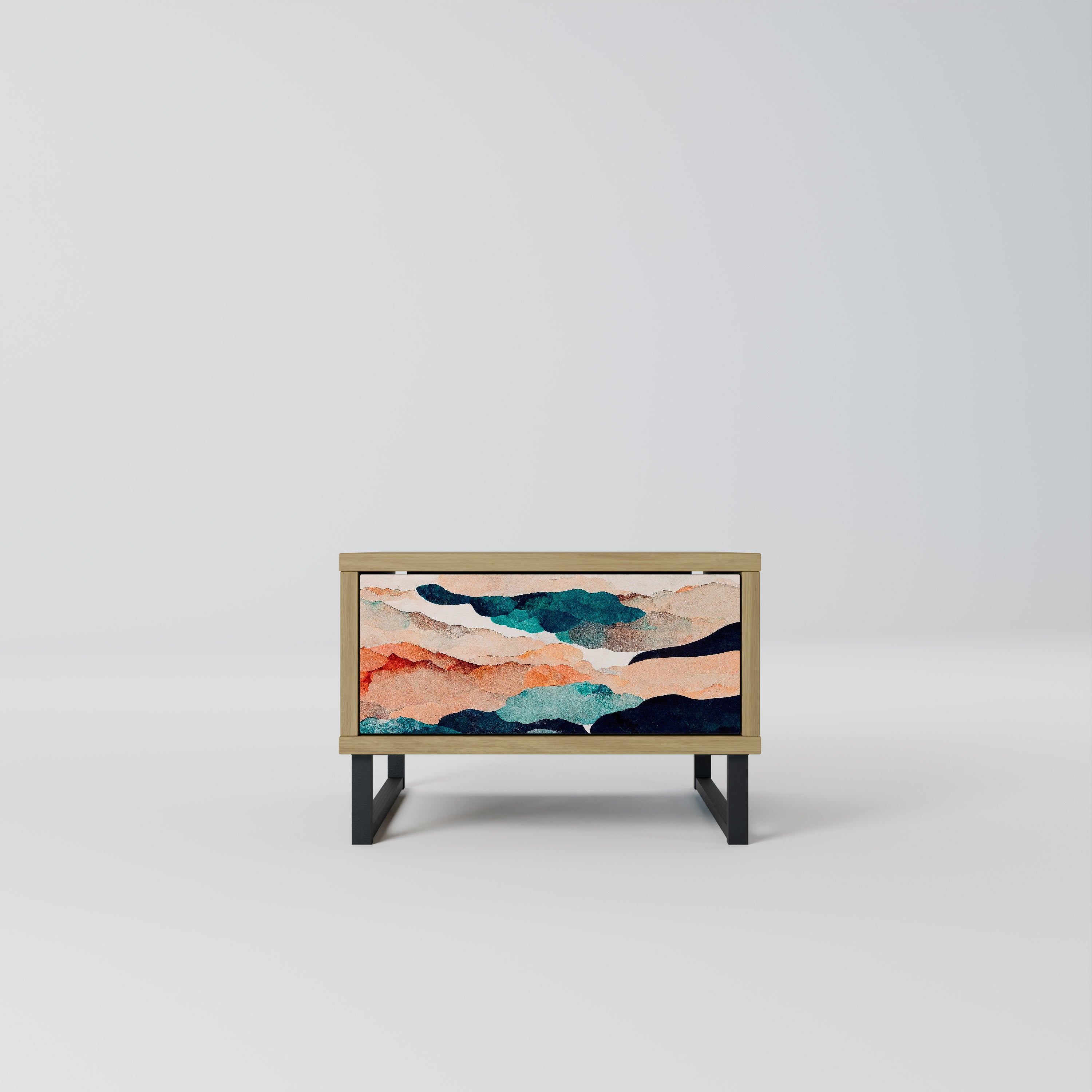 ABSTRACT LANDSCAPE Nightstand in Oak Effect