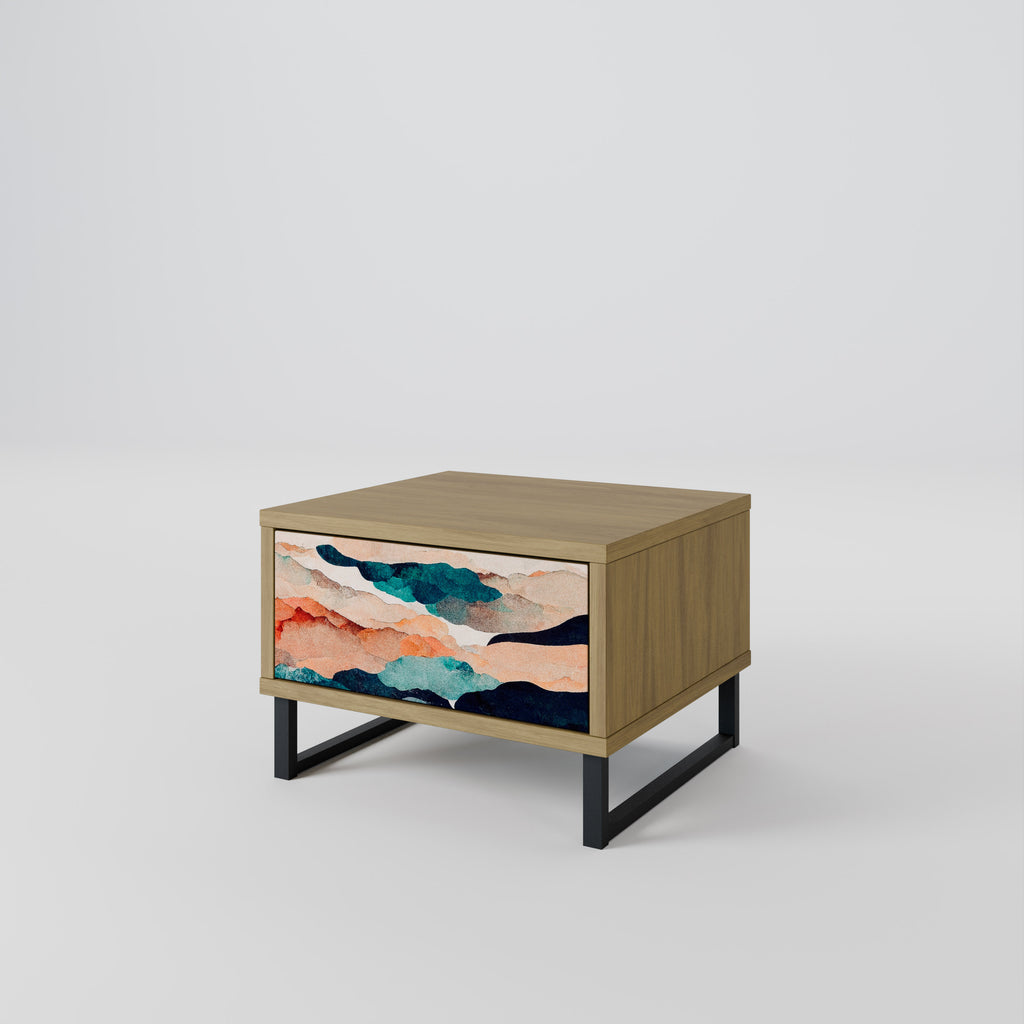 ABSTRACT LANDSCAPE Nightstand in Oak Effect