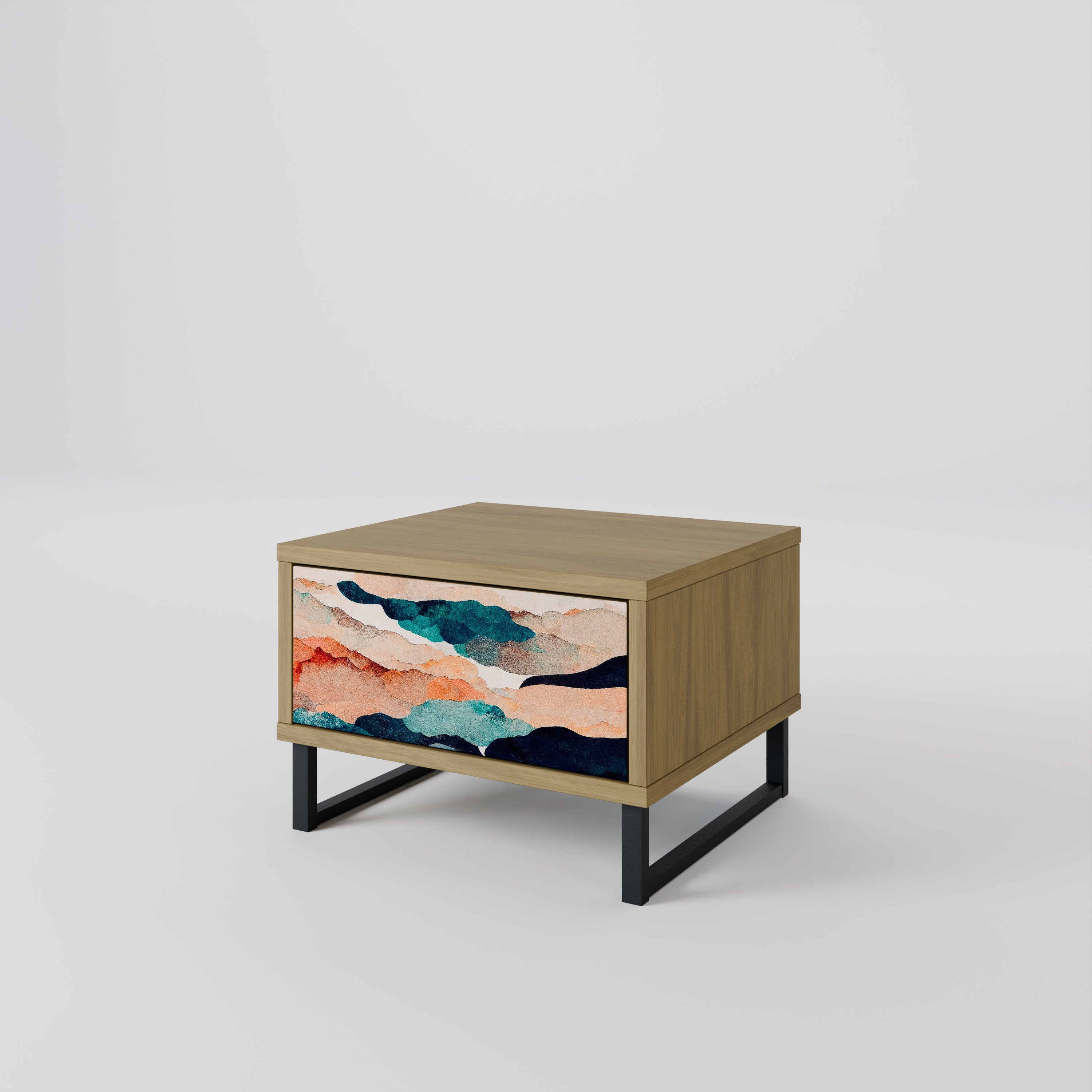 ABSTRACT LANDSCAPE Nightstand in Oak Effect