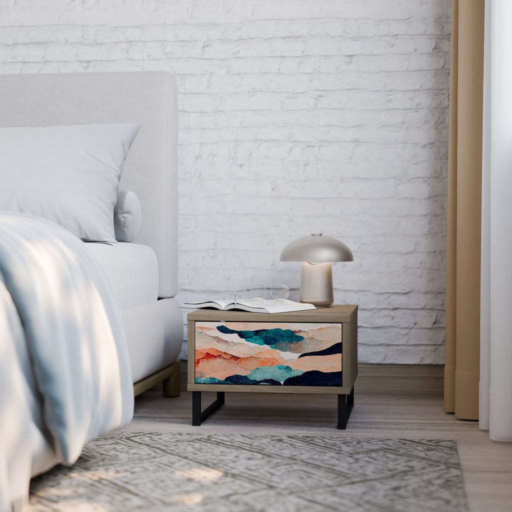 ABSTRACT LANDSCAPE Nightstand in Oak Effect