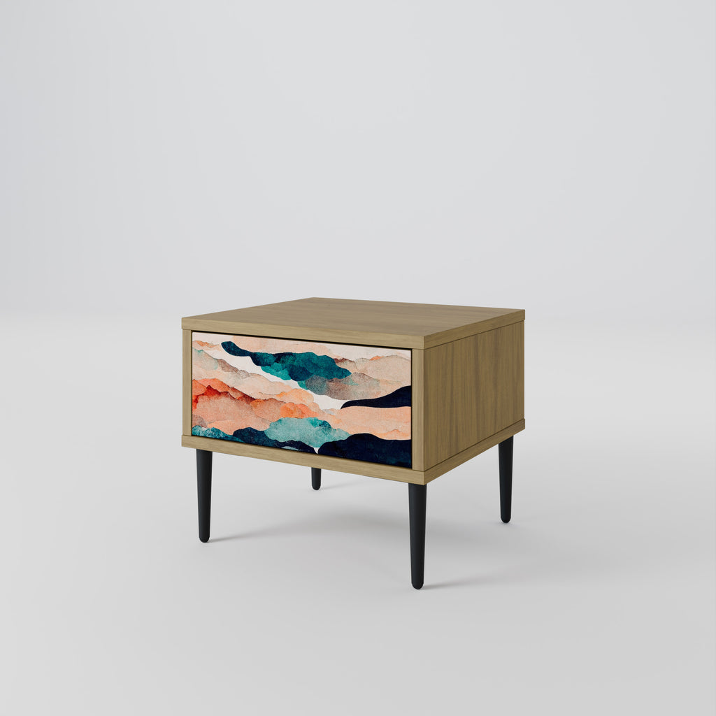 ABSTRACT LANDSCAPE Nightstand in Oak Effect