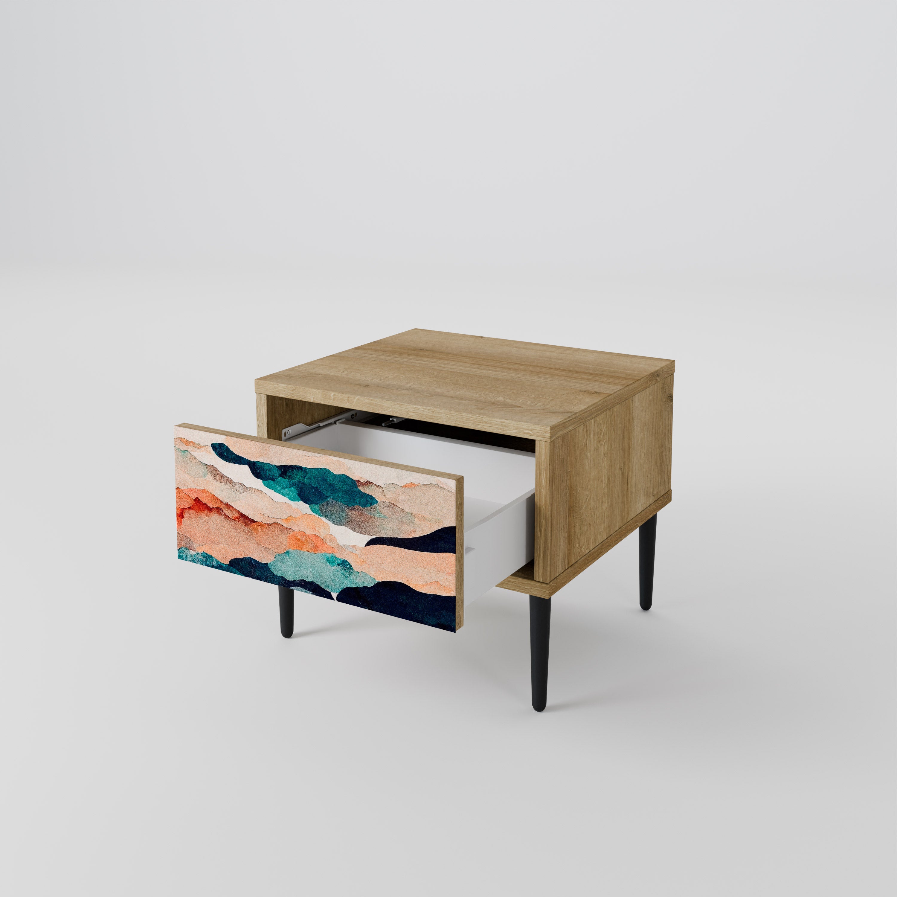 ABSTRACT LANDSCAPE Nightstand in Oak Effect