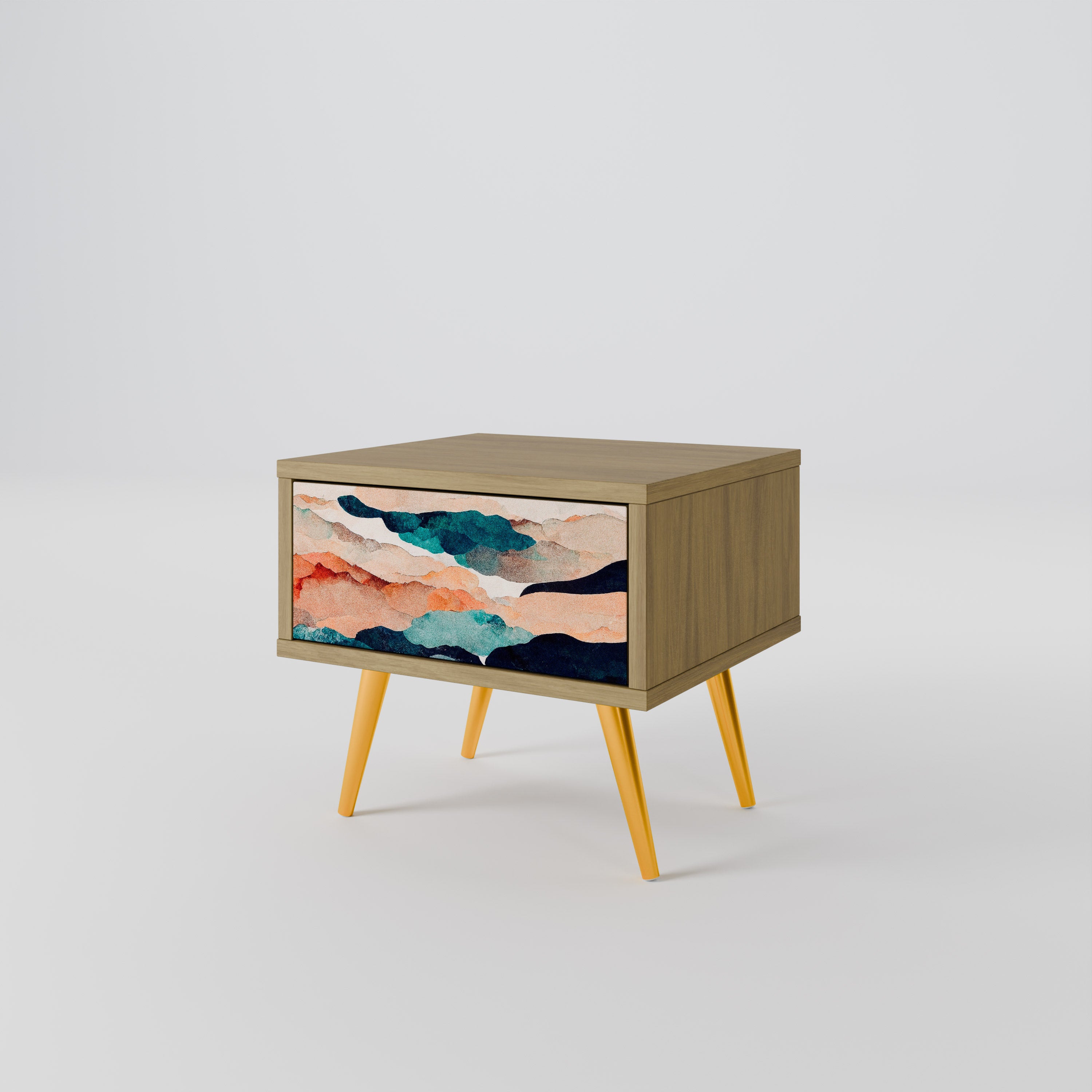 ABSTRACT LANDSCAPE Nightstand in Oak Effect