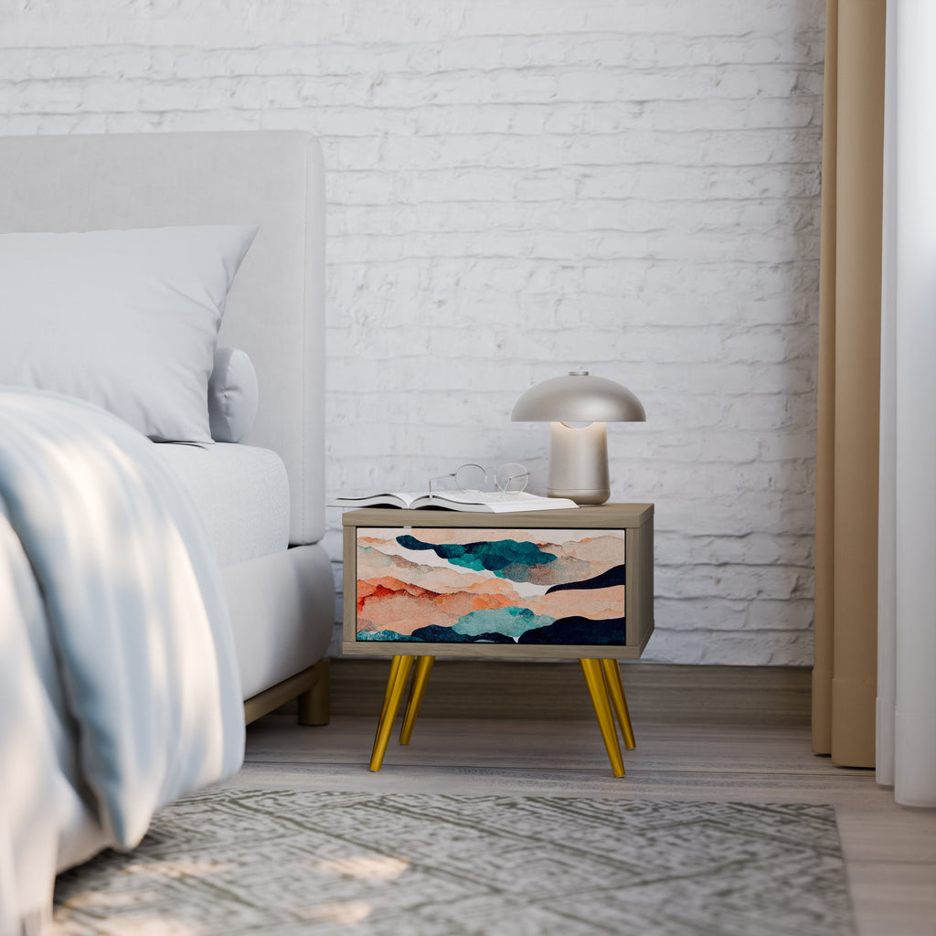 ABSTRACT LANDSCAPE Nightstand in Oak Effect