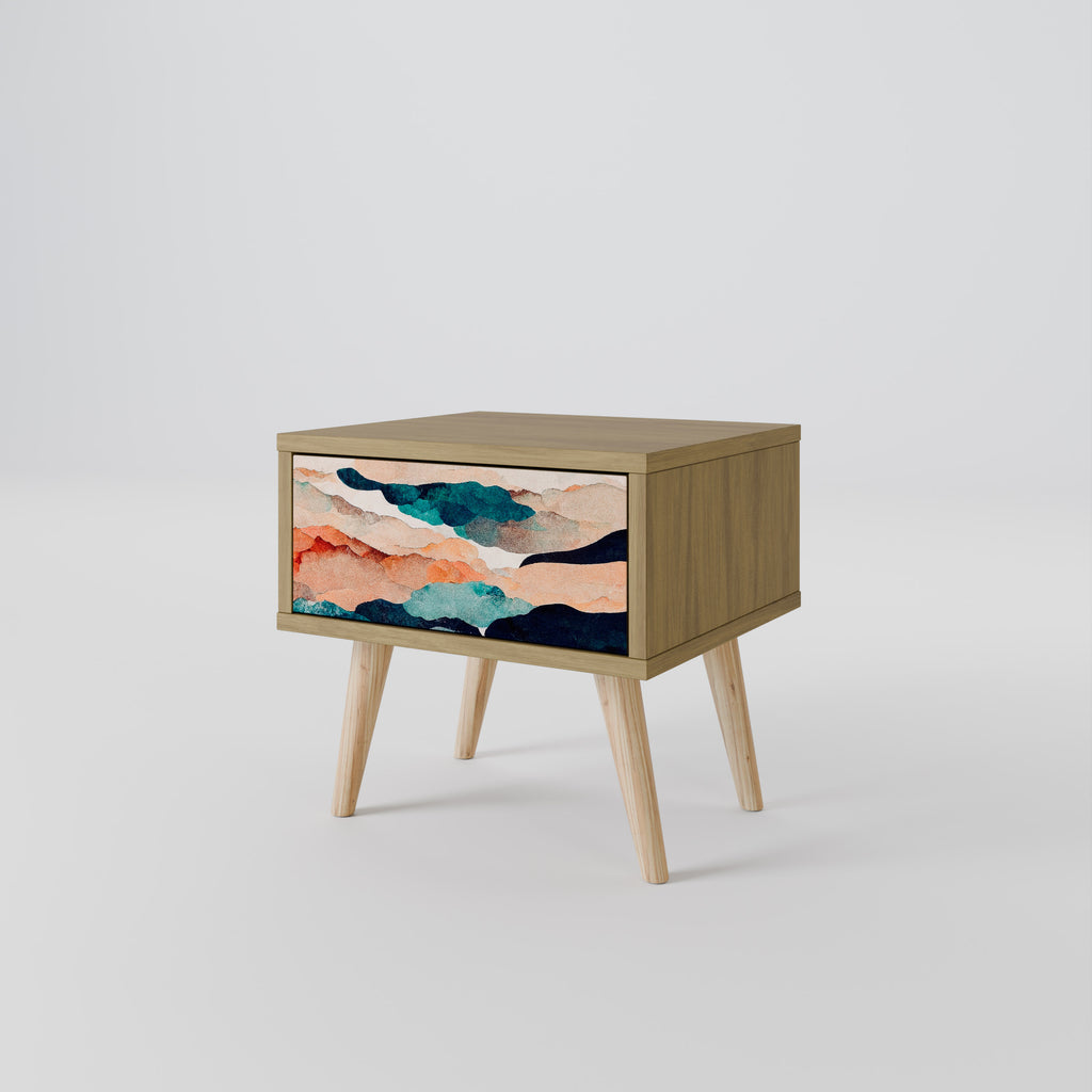 ABSTRACT LANDSCAPE Nightstand in Oak Effect