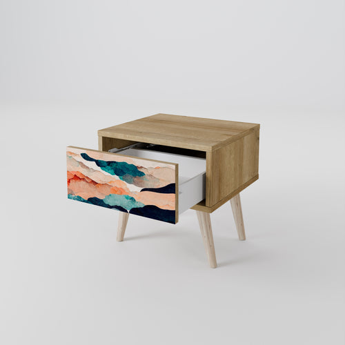 ABSTRACT LANDSCAPE Nightstand in Oak Effect