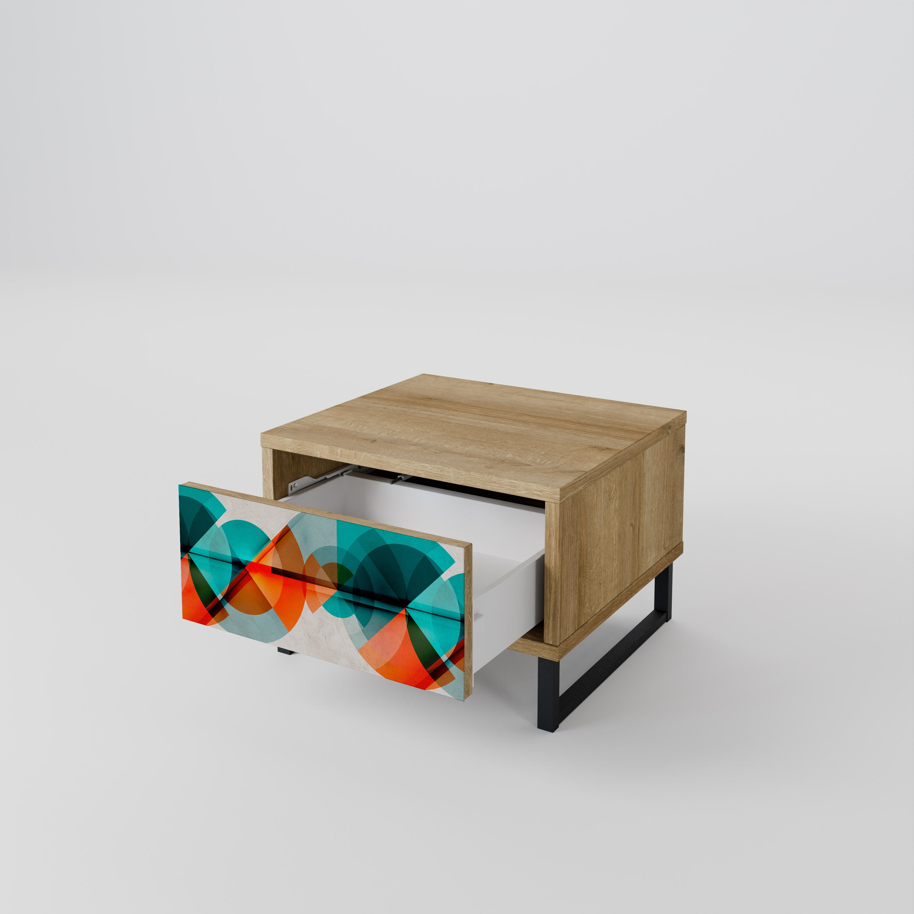 CIRCULAR RHAPSODY Nightstand in Oak Effect