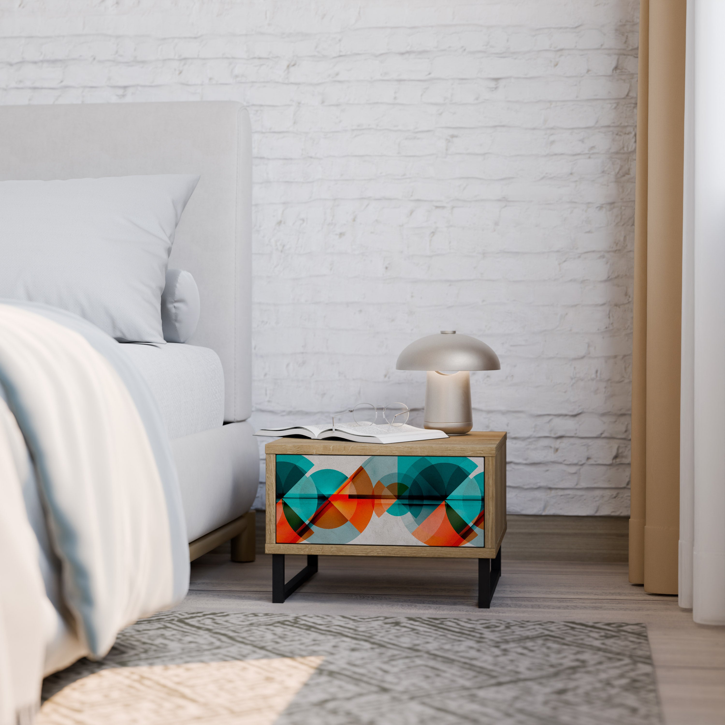 CIRCULAR RHAPSODY Nightstand in Oak Effect