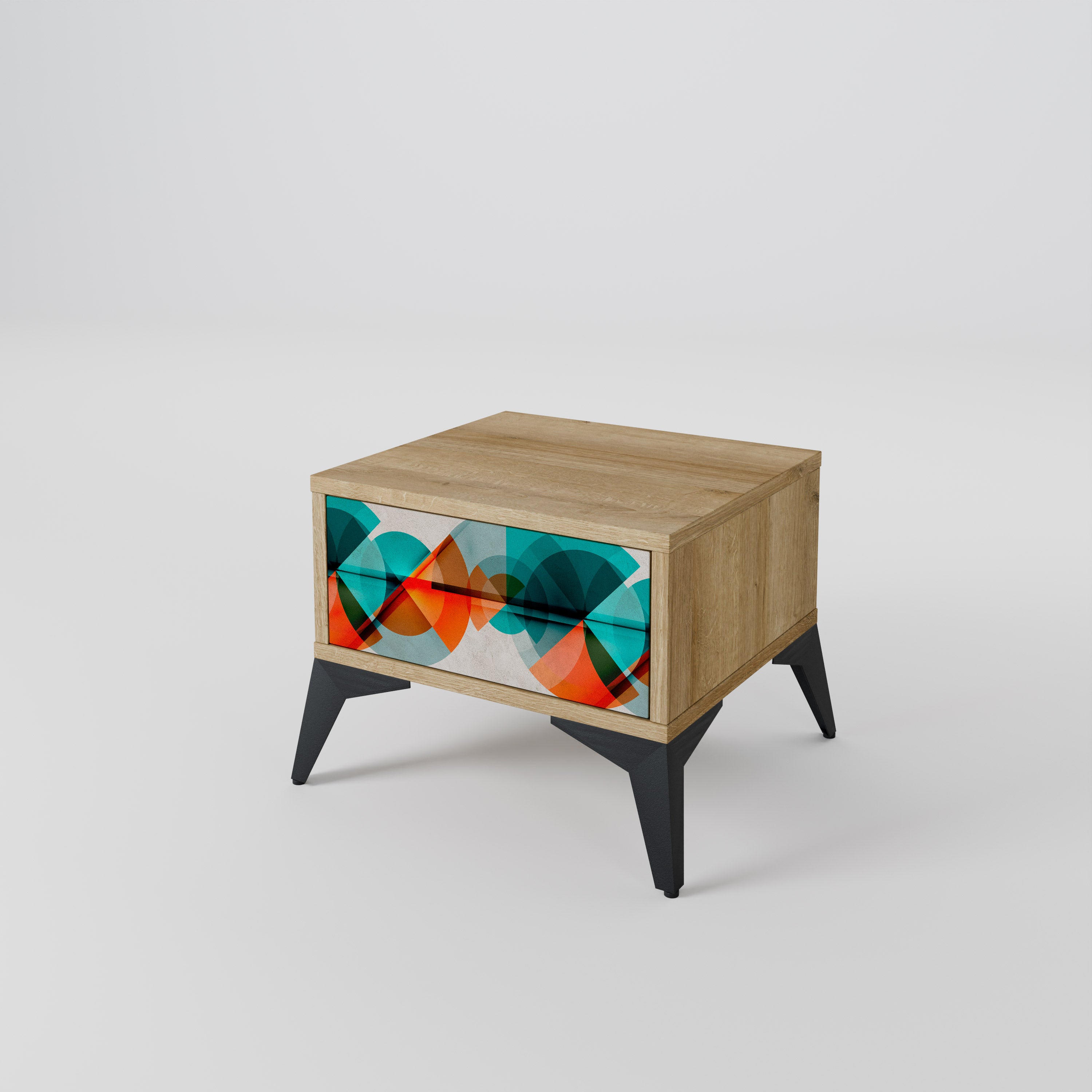 CIRCULAR RHAPSODY Nightstand in Oak Effect