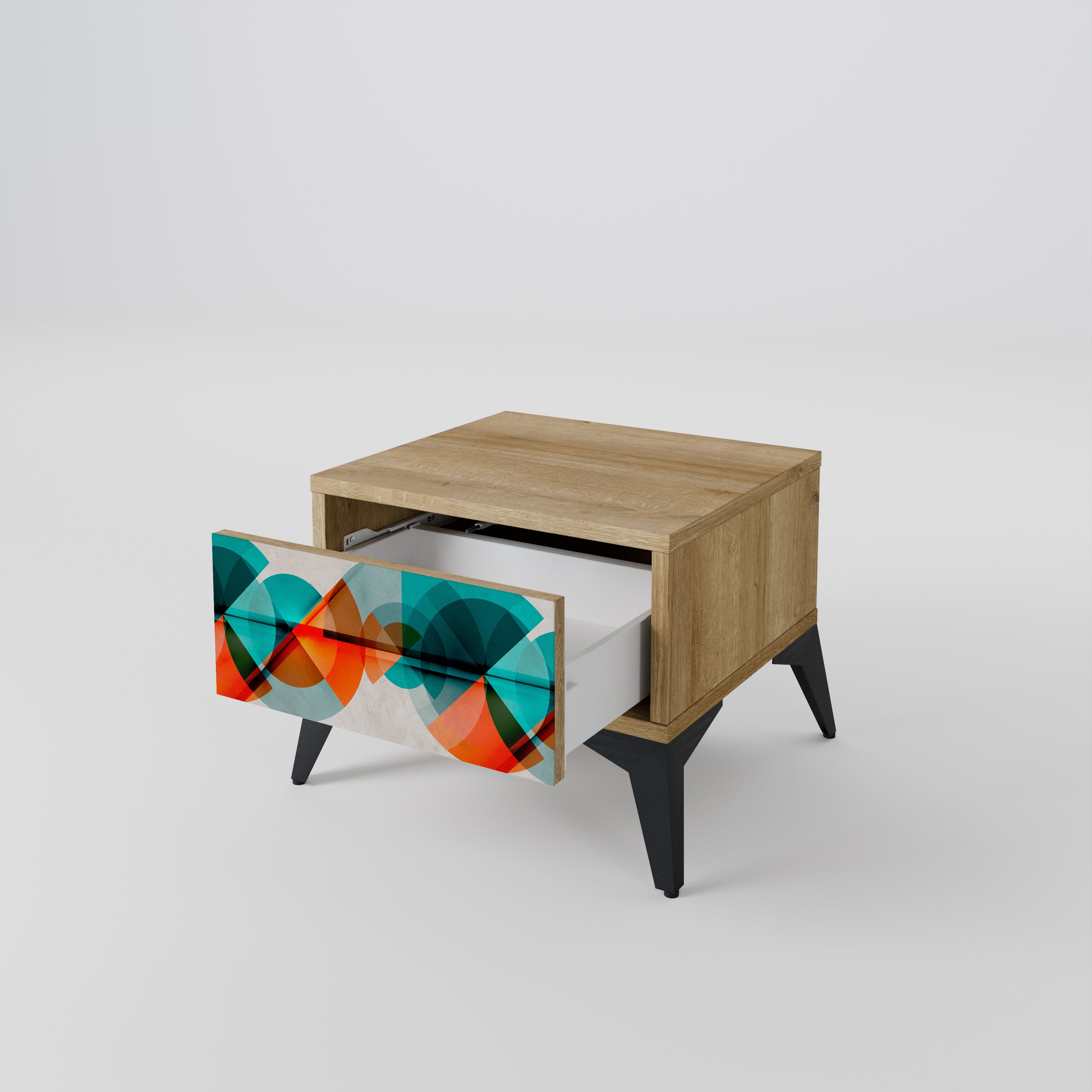 CIRCULAR RHAPSODY Nightstand in Oak Effect