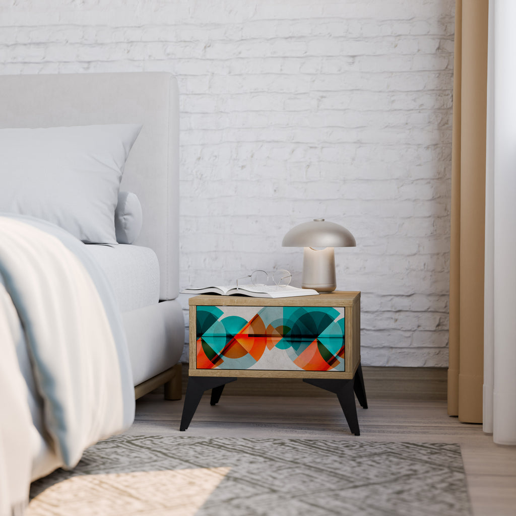 CIRCULAR RHAPSODY Nightstand in Oak Effect