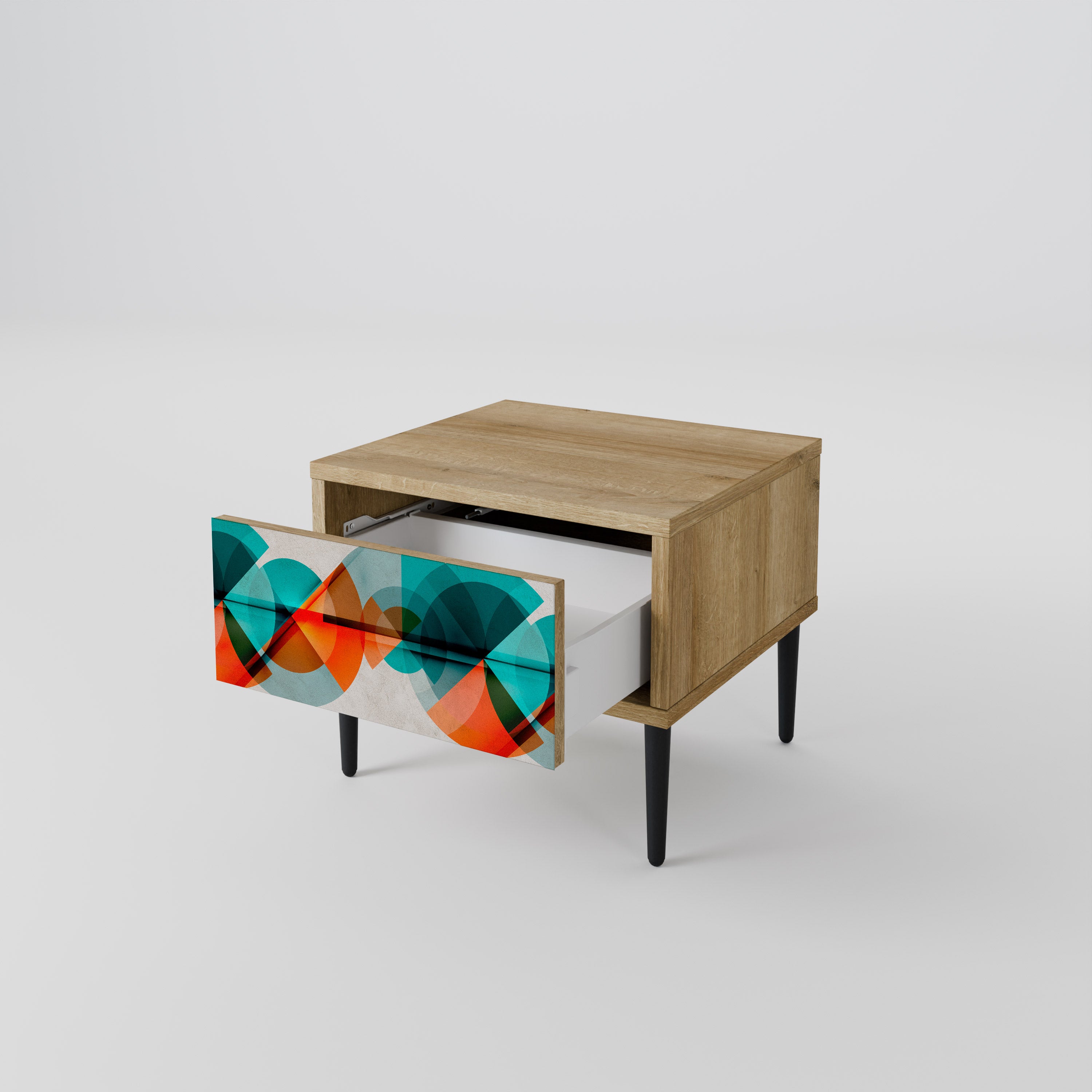 CIRCULAR RHAPSODY Nightstand in Oak Effect