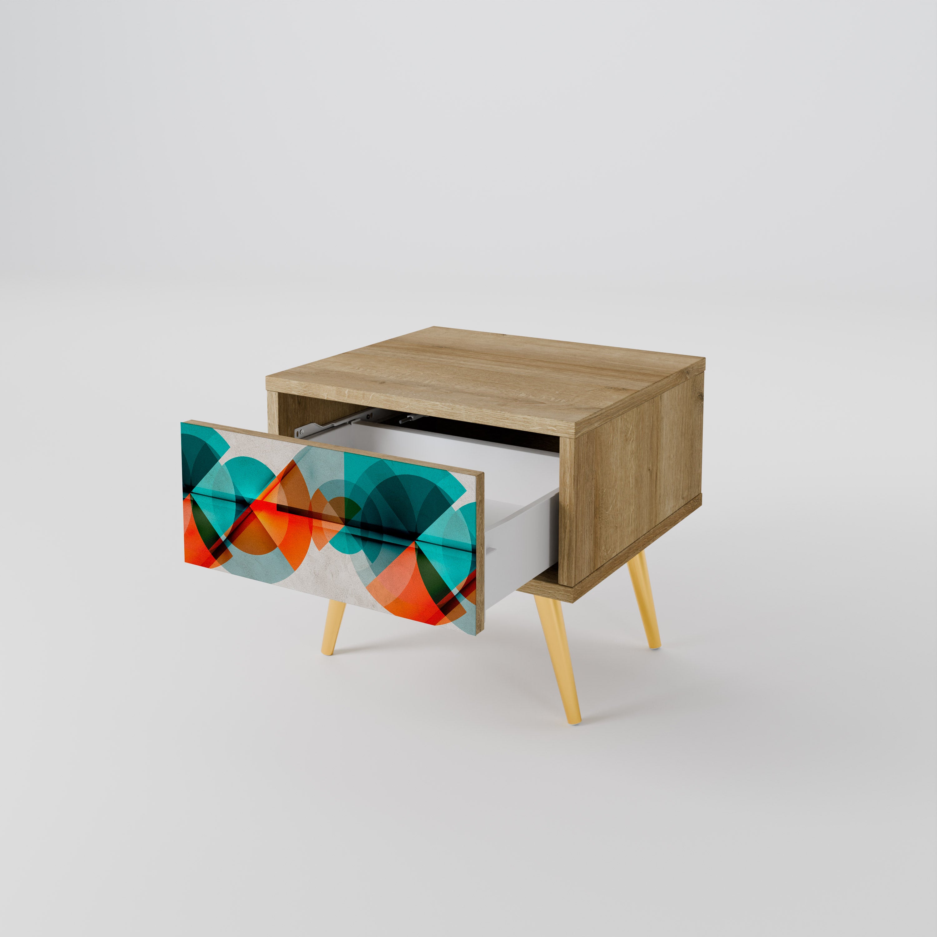 CIRCULAR RHAPSODY Nightstand in Oak Effect