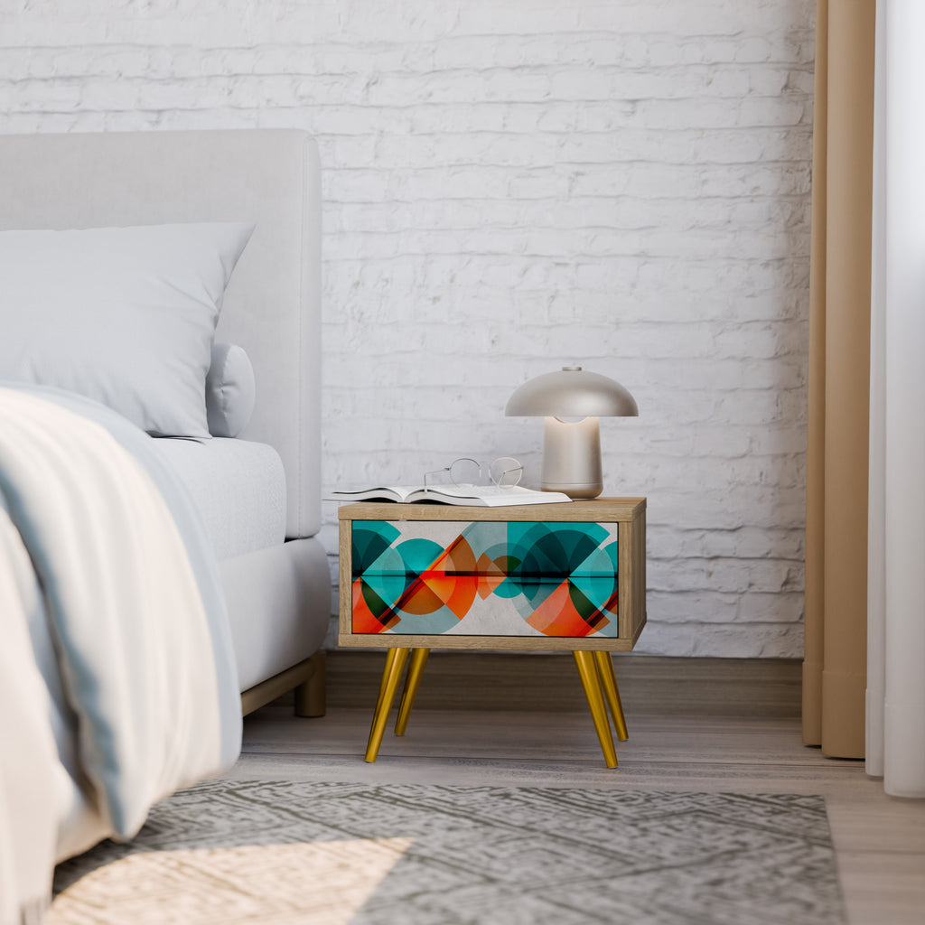 CIRCULAR RHAPSODY Nightstand in Oak Effect
