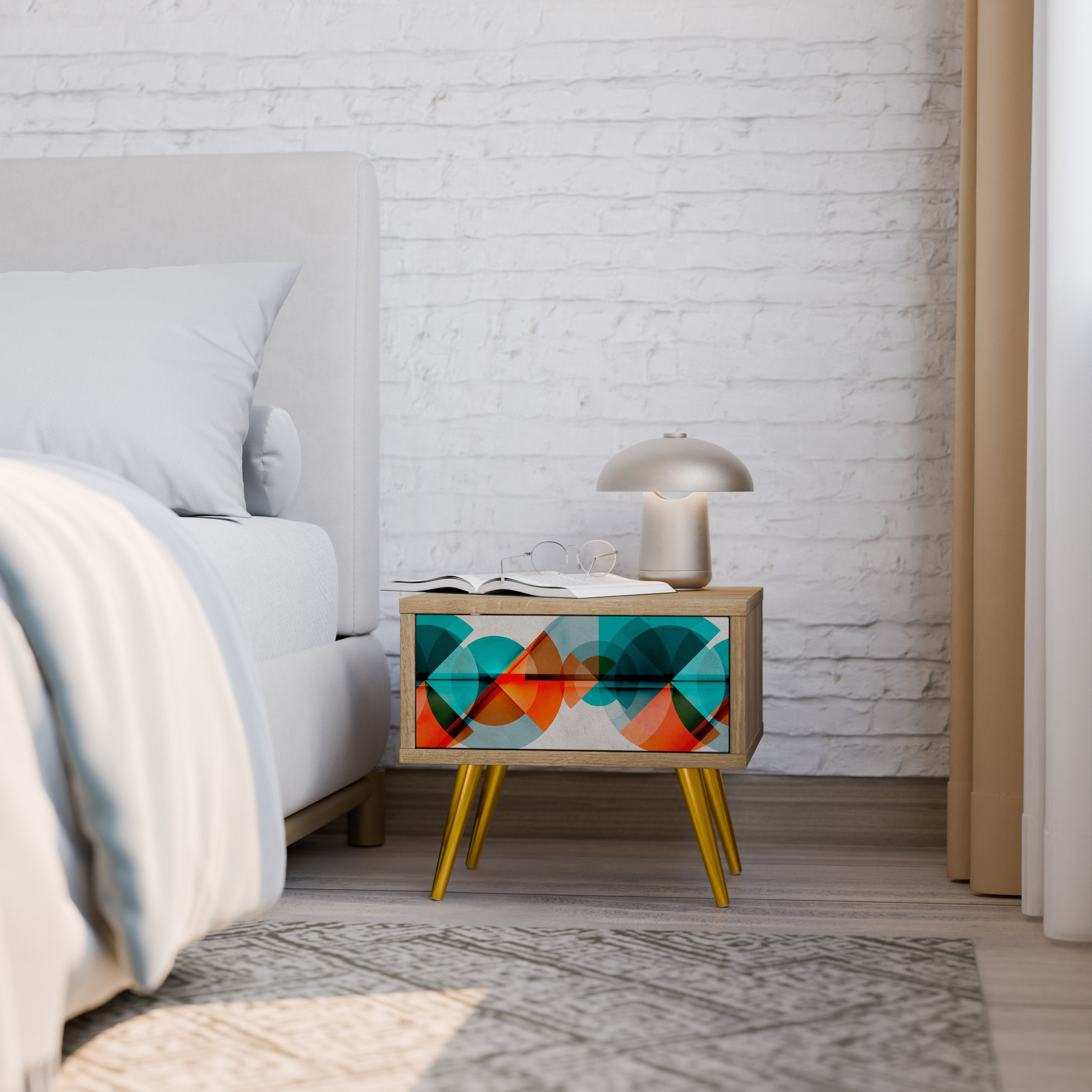 CIRCULAR RHAPSODY Nightstand in Oak Effect
