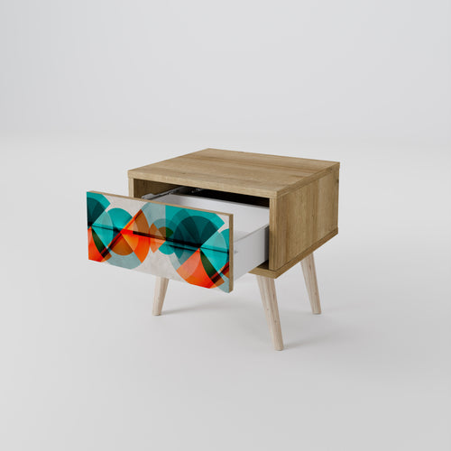 CIRCULAR RHAPSODY Mesita de Noche en Efecto Roble