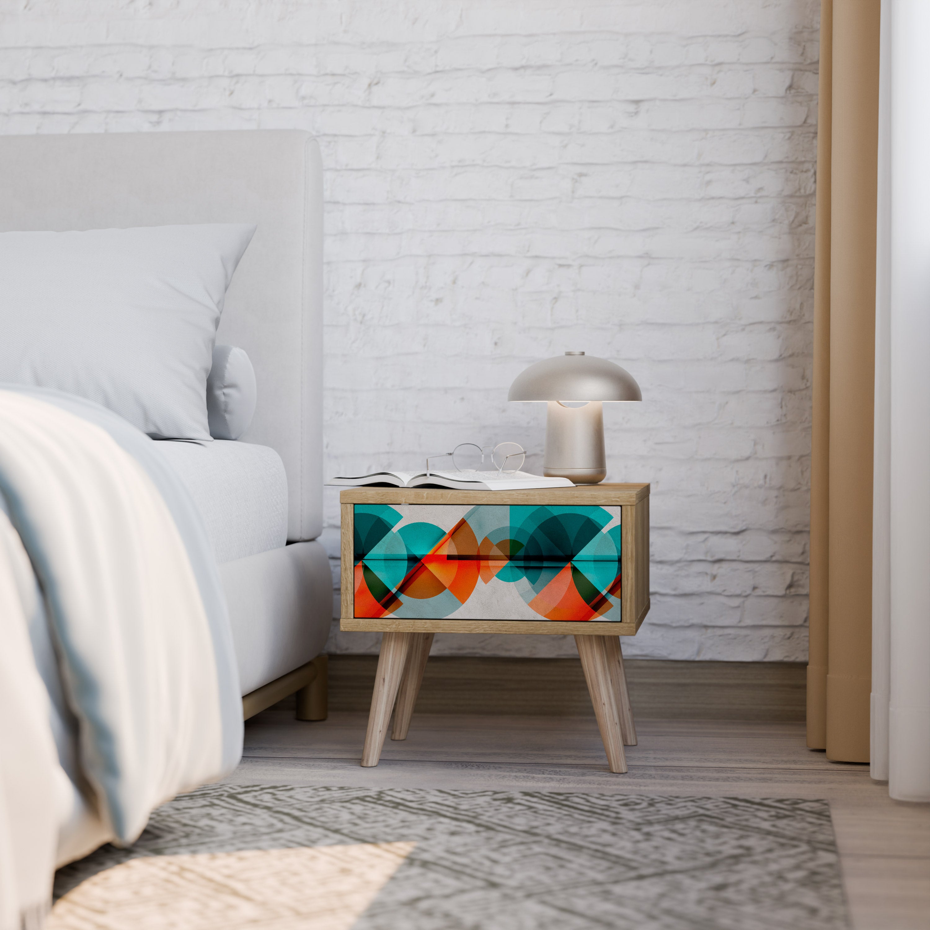 CIRCULAR RHAPSODY Nightstand in Oak Effect