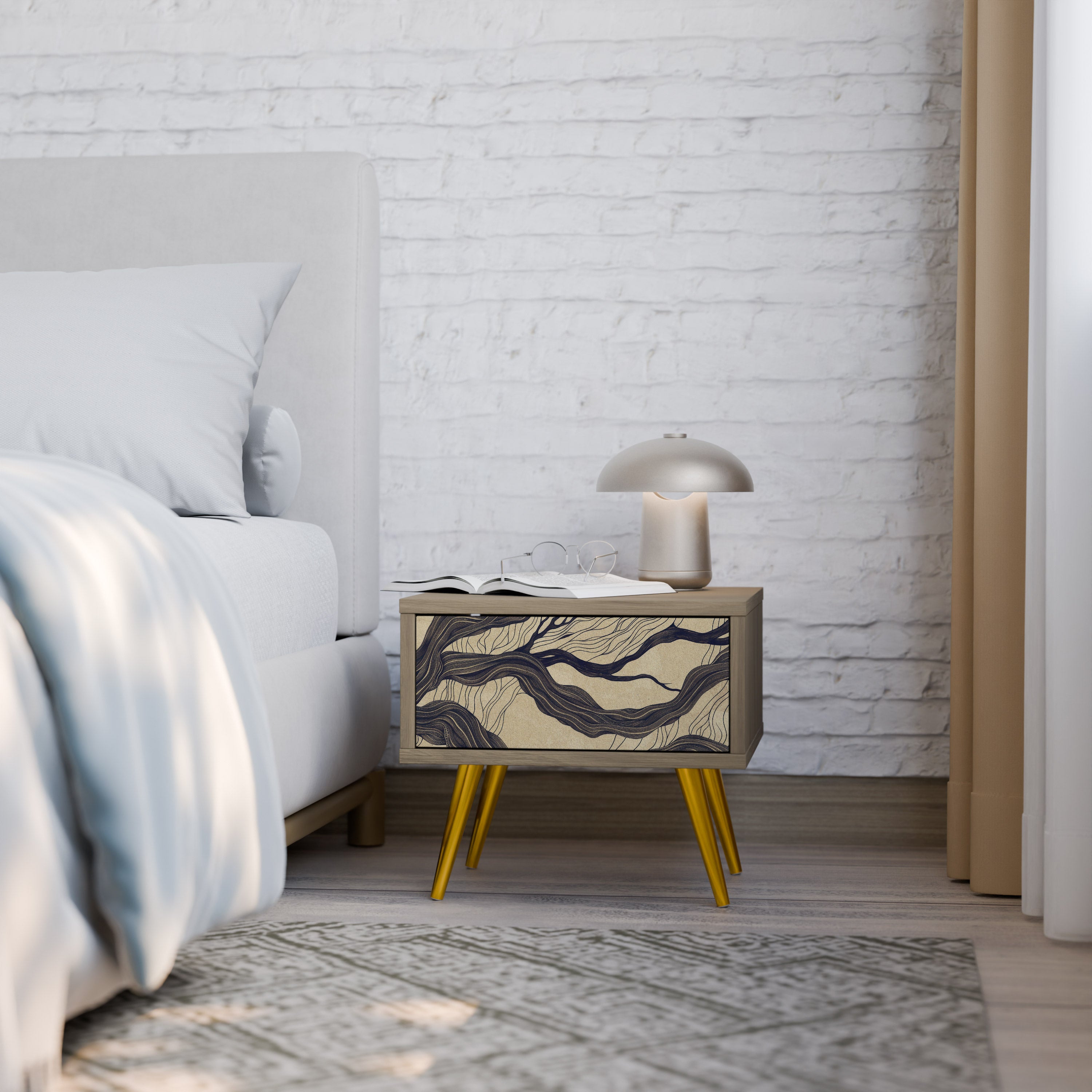 UNIFIED FRAGMENTS Nightstand in Oak Effect