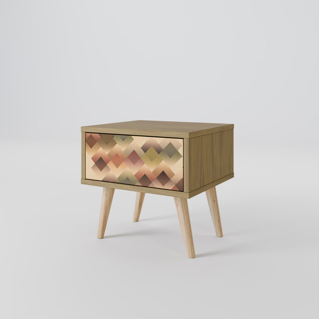 GEOMETRIC FUSION Nightstand in Oak Effect