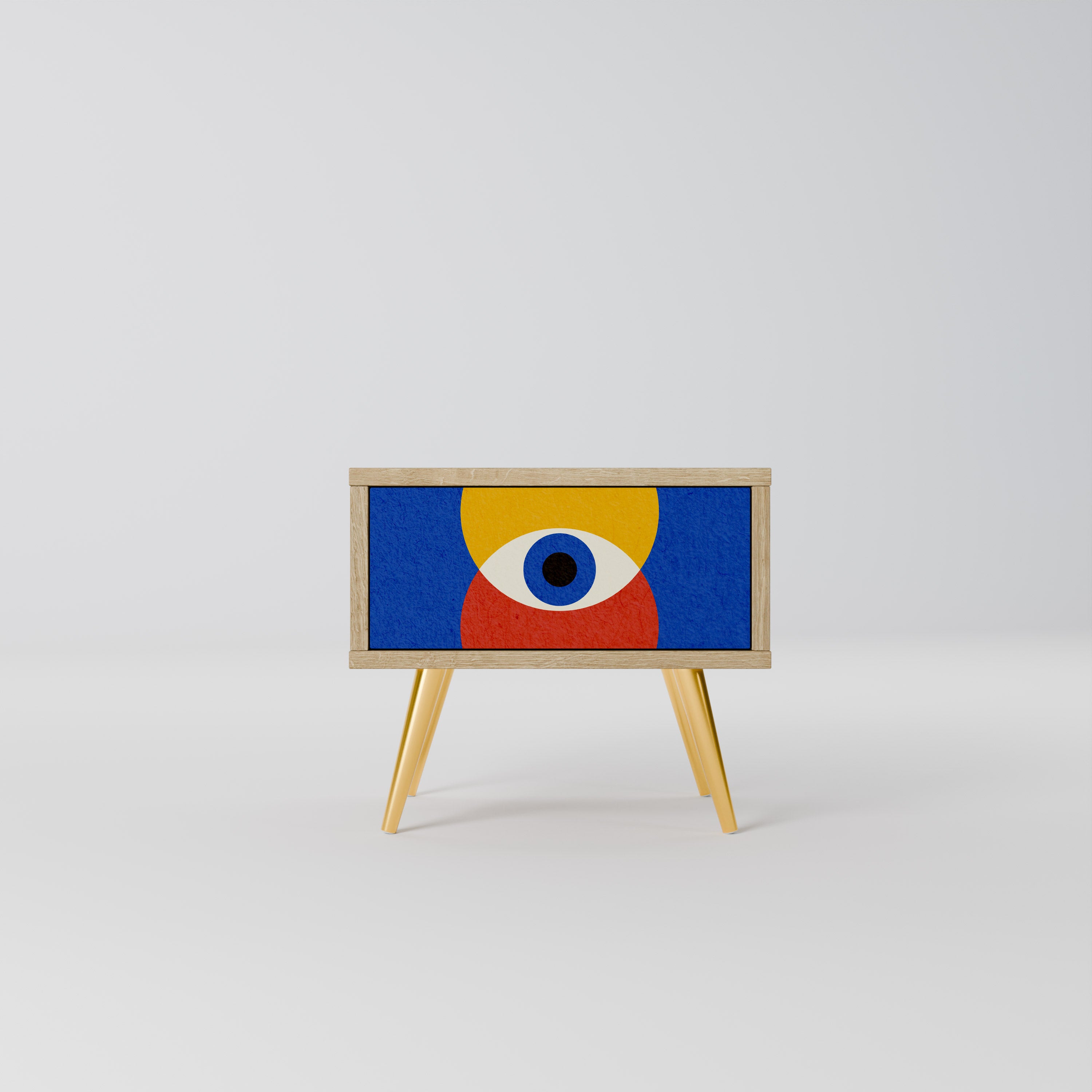 GEOMETRIC EYES Nightstand in Oak Effect