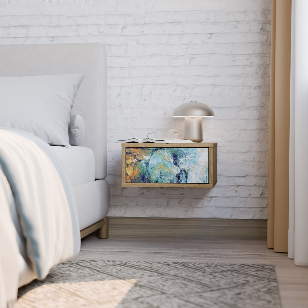 ABSTRACT THOUGHTS Nightstand in Oak Effect