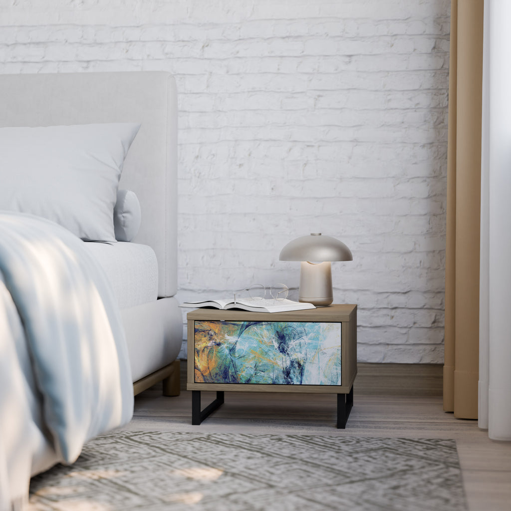 ABSTRACT THOUGHTS Nightstand in Oak Effect