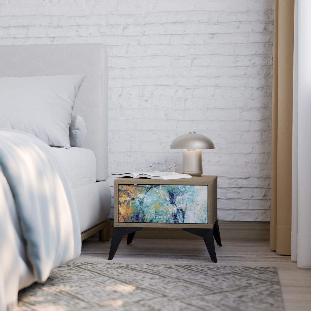 ABSTRACT THOUGHTS Nightstand in Oak Effect