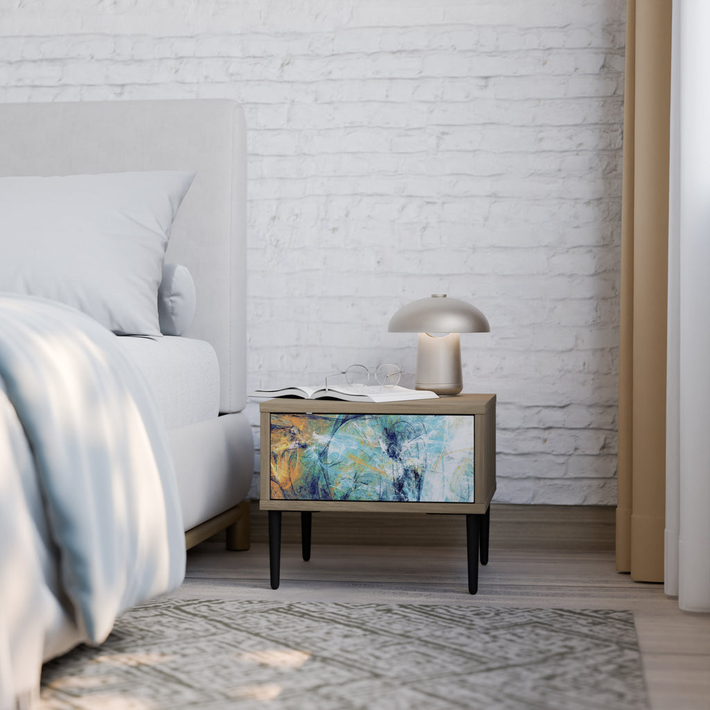 ABSTRACT THOUGHTS Nightstand in Oak Effect