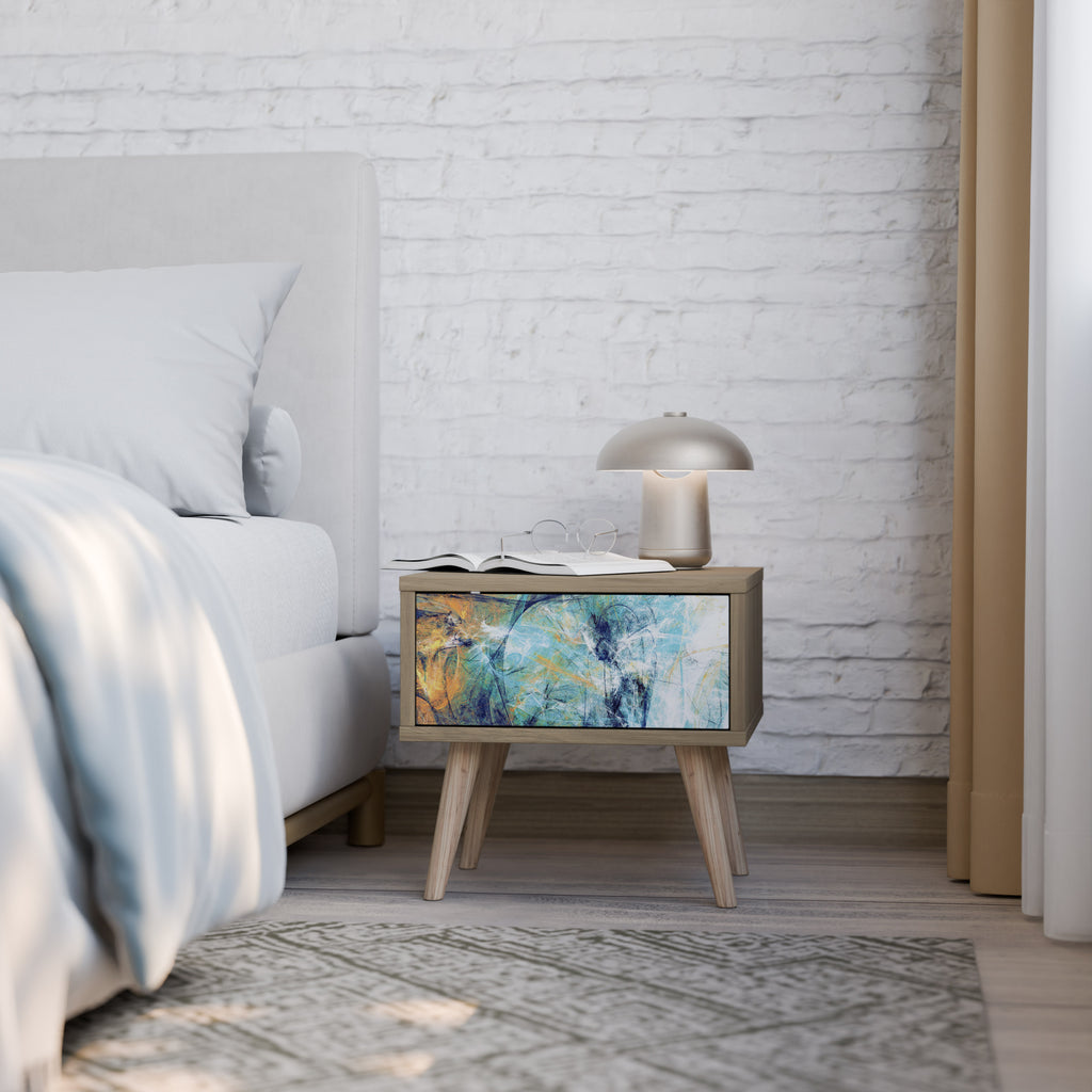 ABSTRACT THOUGHTS Nightstand in Oak Effect